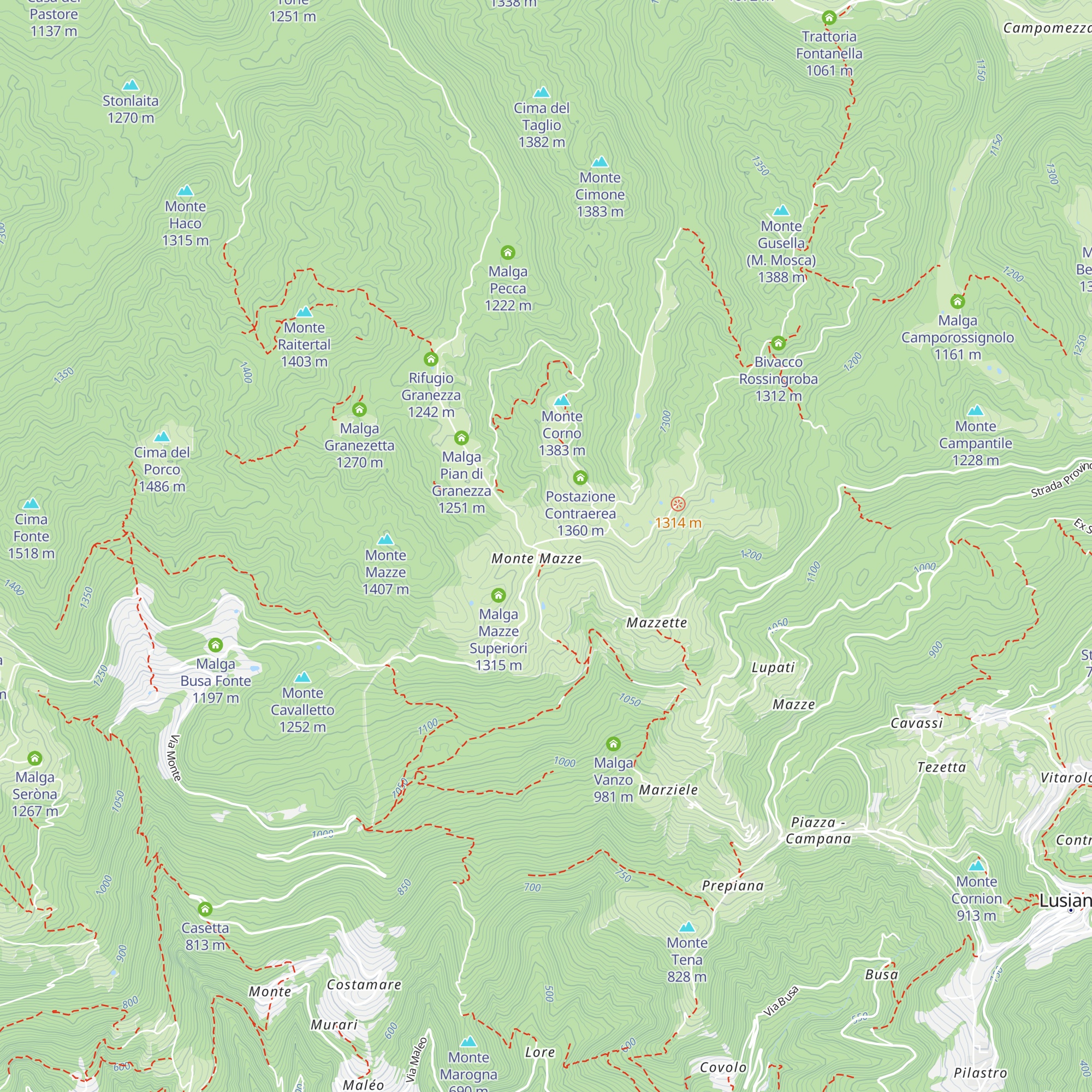 Rifugio Monte Corno map