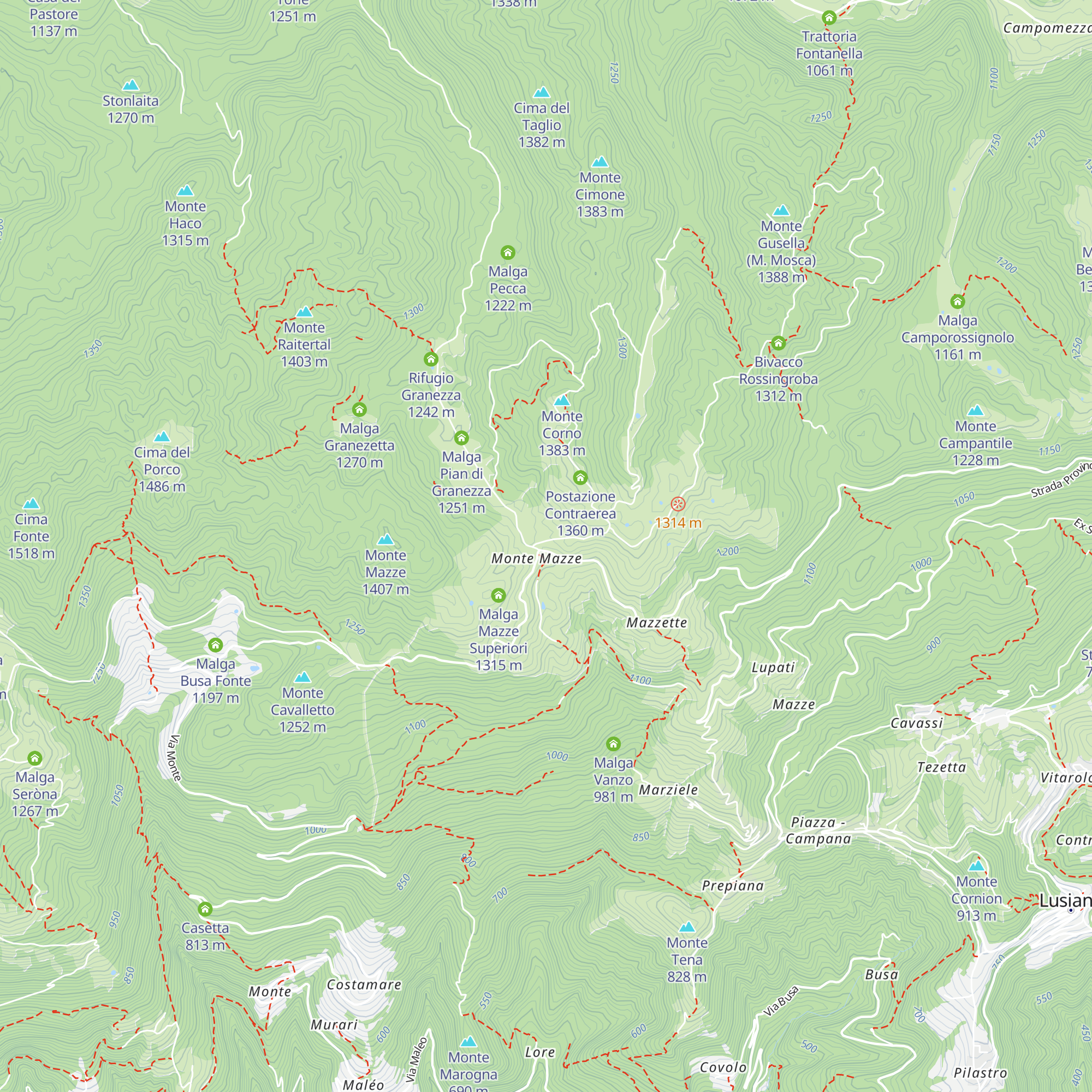 Rifugio Monte Corno map