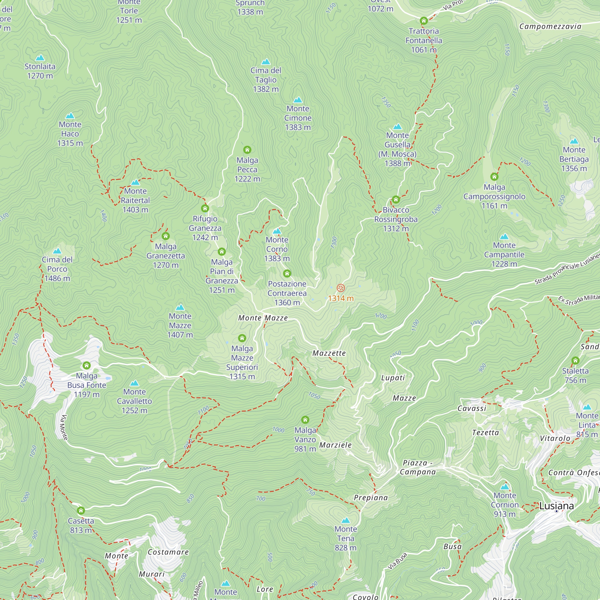 Malga Monte Corno map