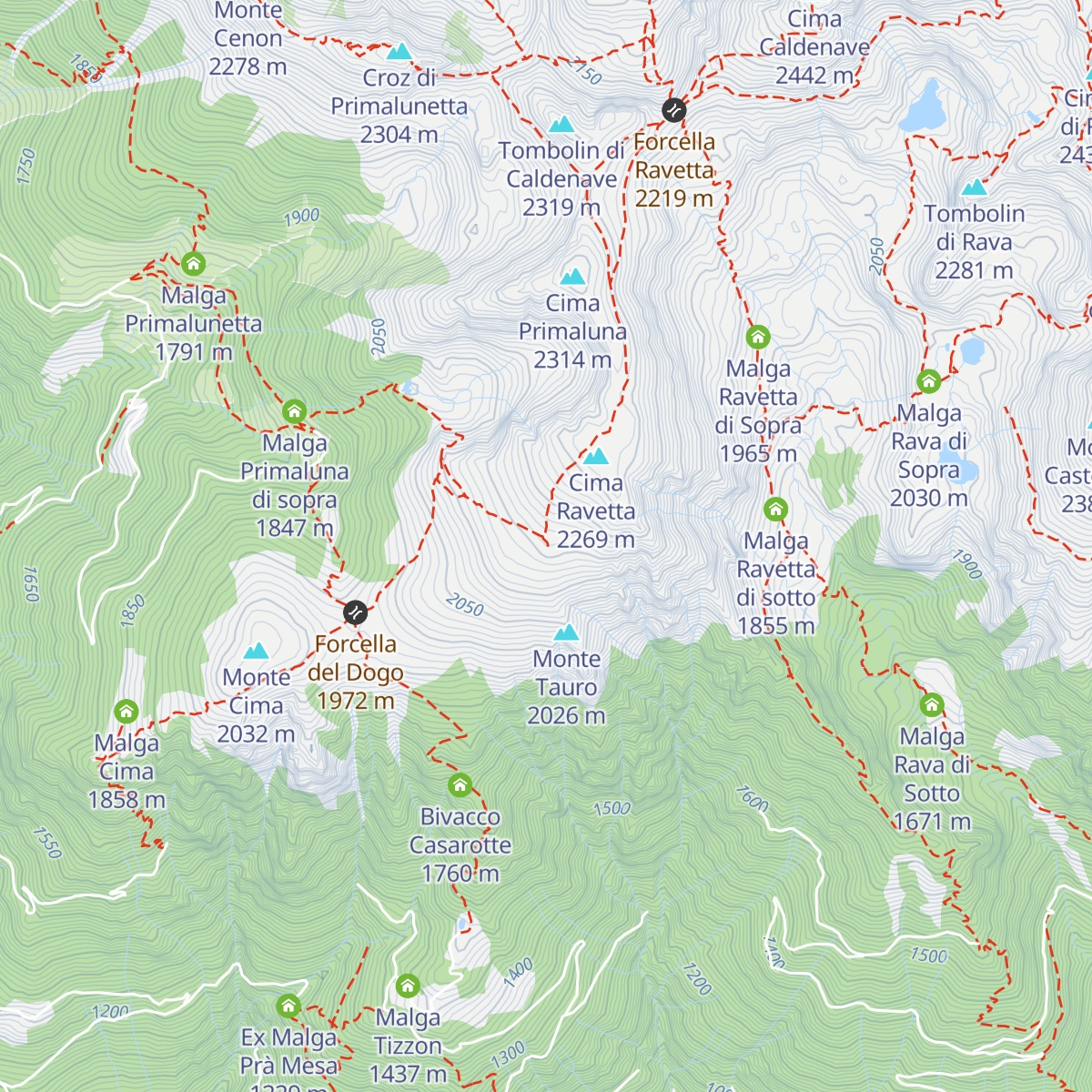 Bivacco Argentino Vanin map