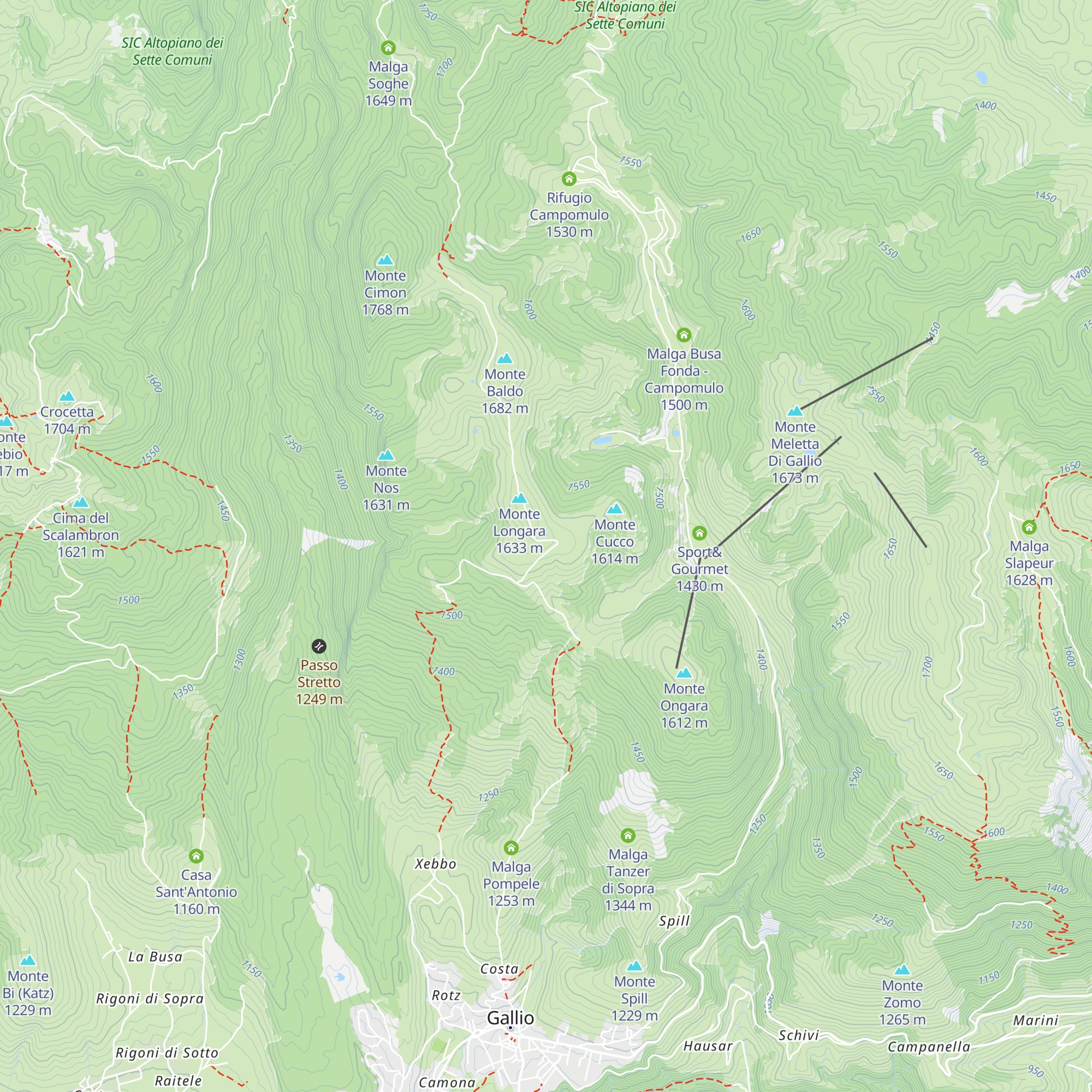 Malga Longara Davanti map