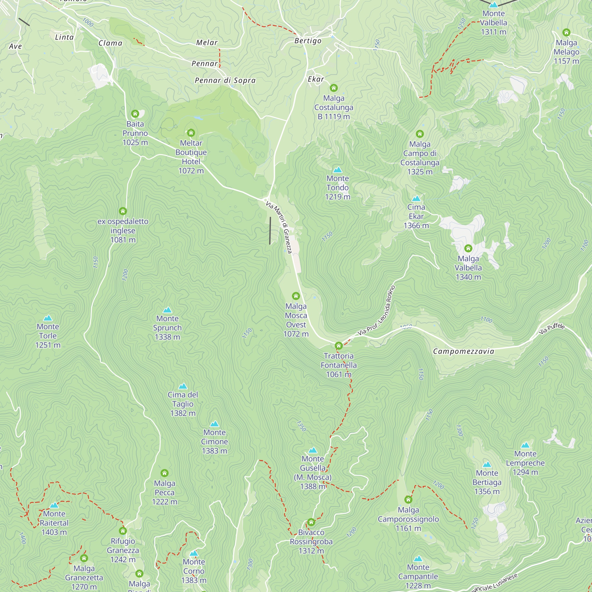 Malga Mosca Ovest map