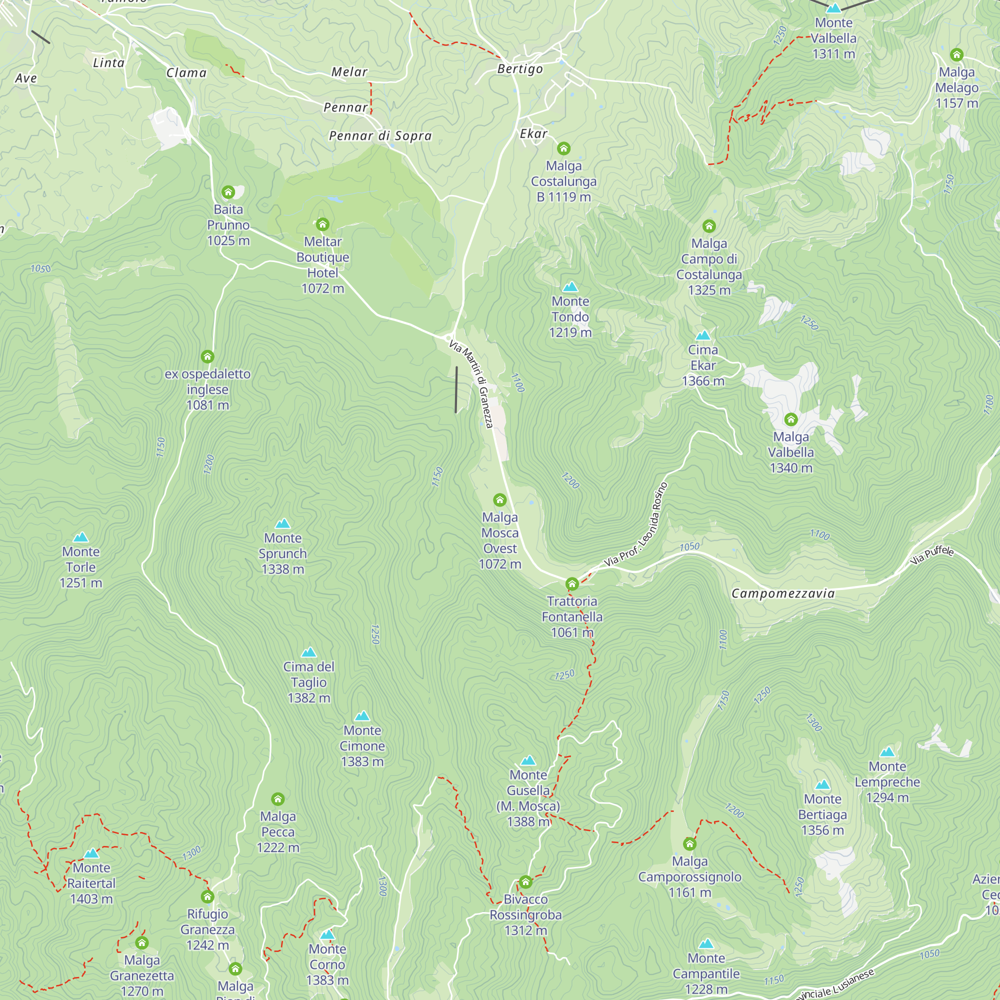 Malga Mosca Ovest map