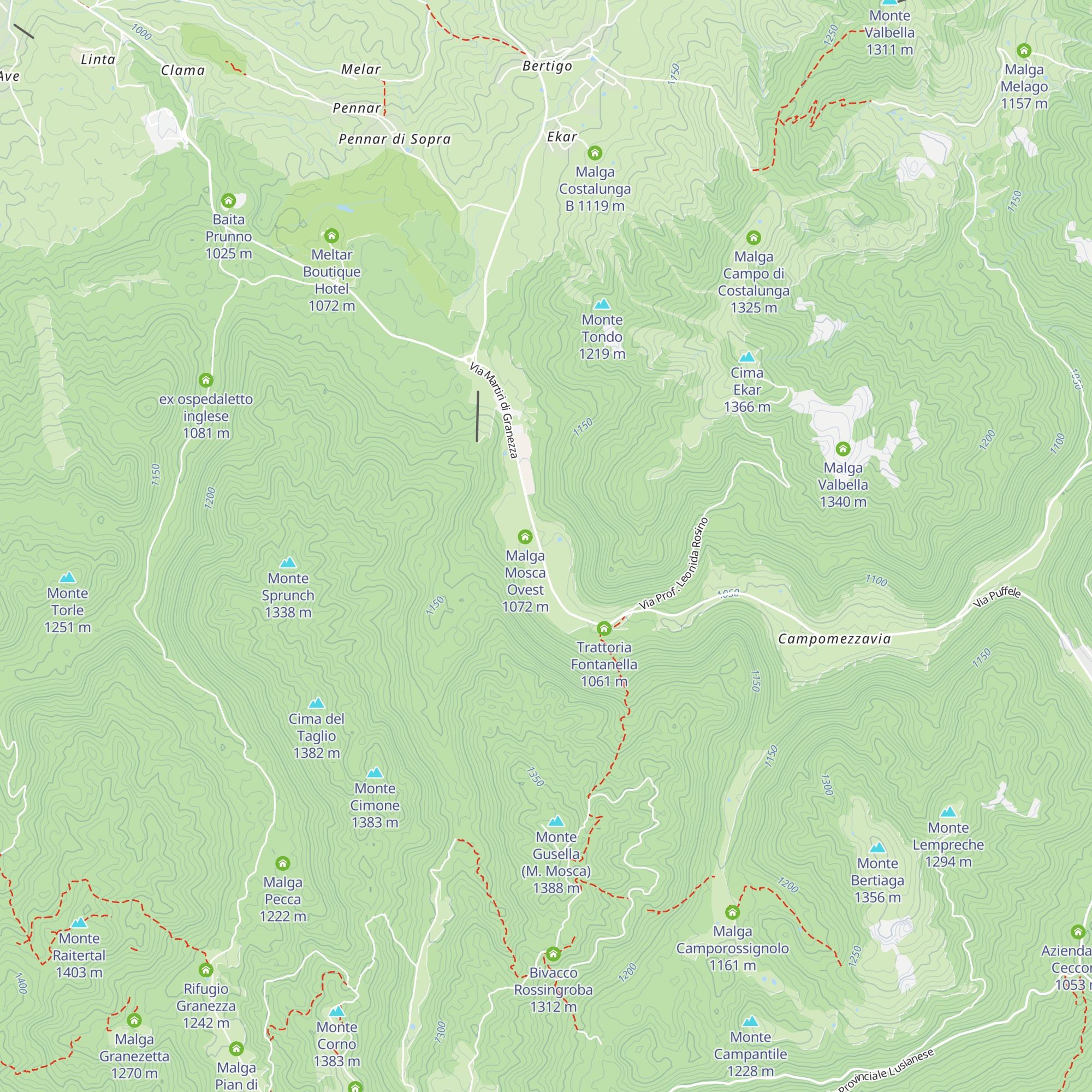 Malga Mosca Est map
