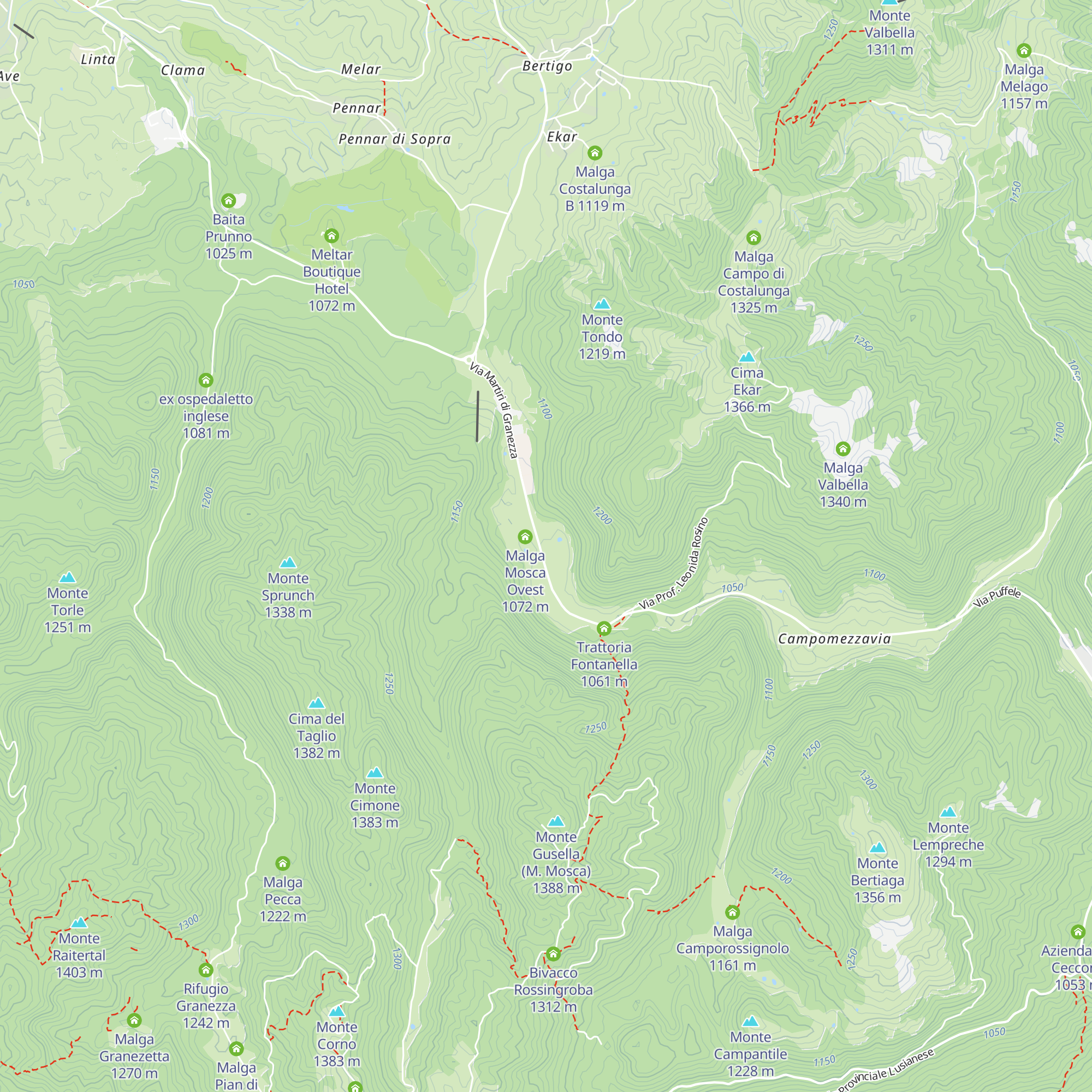 Malga Mosca Est map