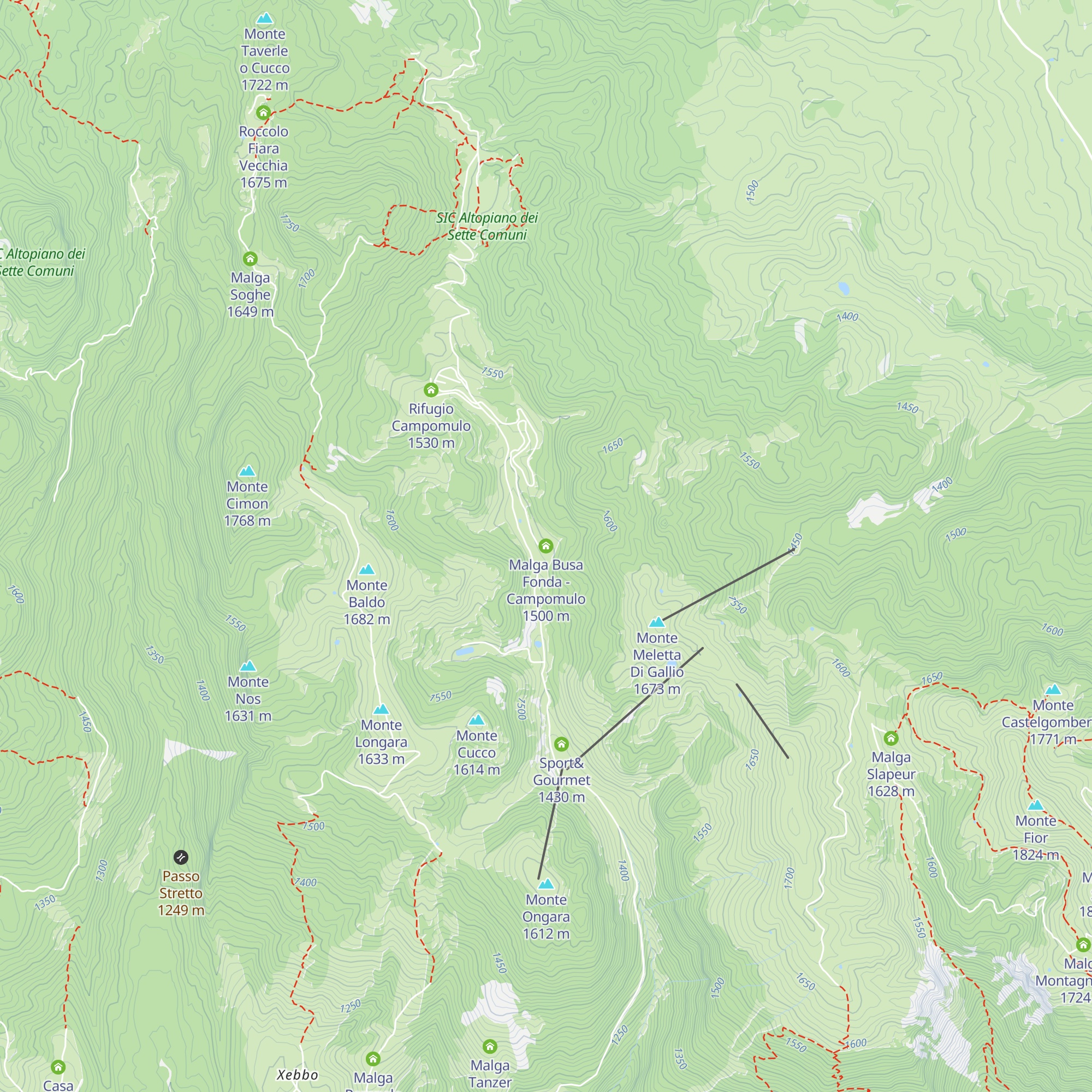 Malga Busa Fonda - Campomulo map