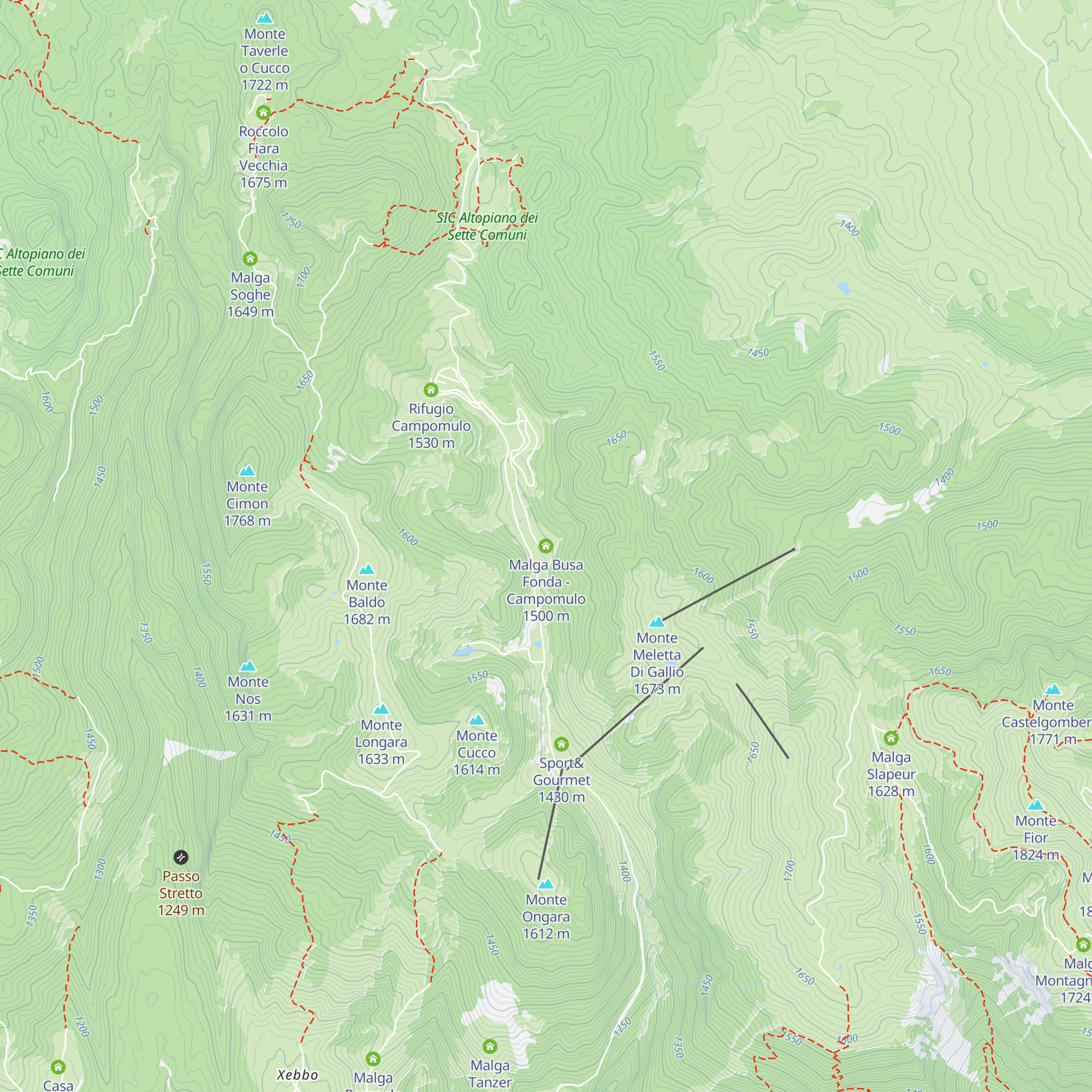 Malga Busa Fonda - Campomulo map