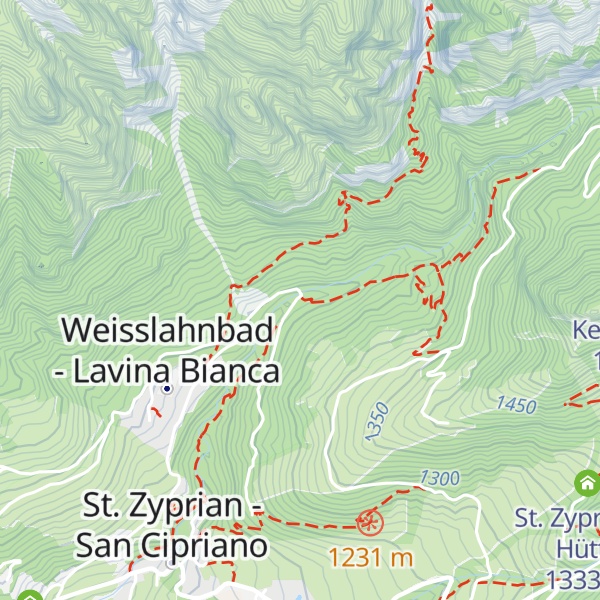 Map of Tschaminschwaige - Malga Ciamin