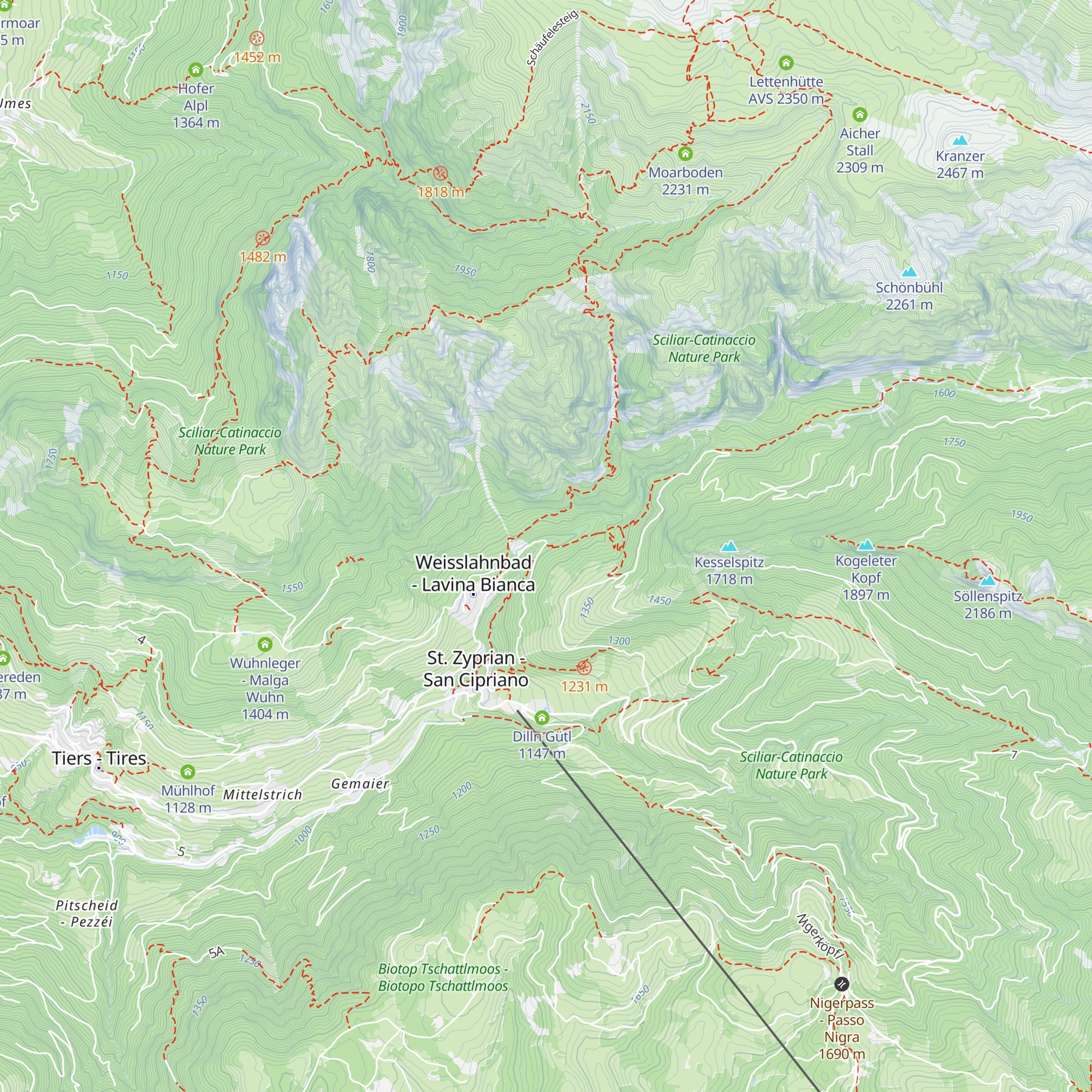 Tschaminschwaige - Malga Ciamin map