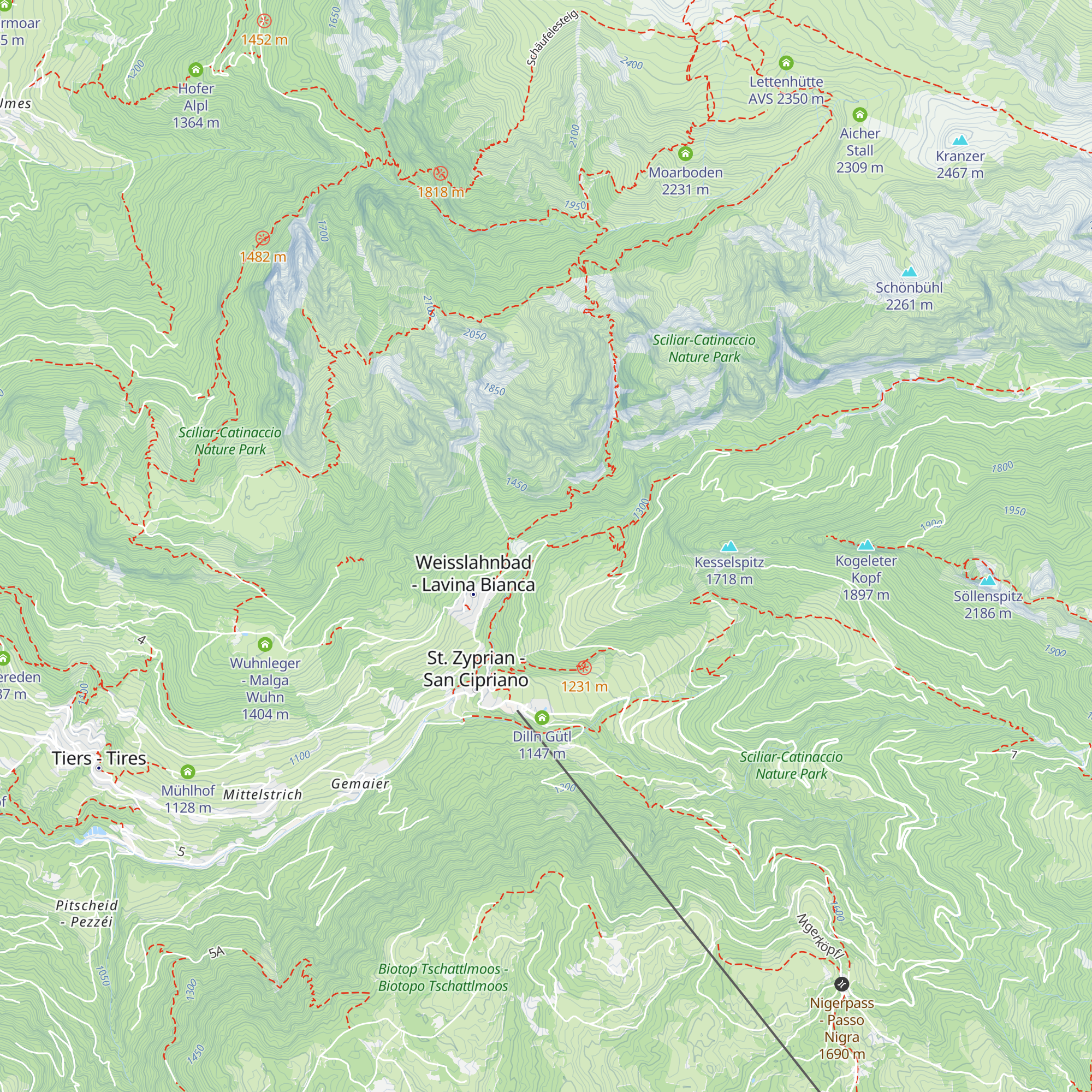 Tschaminschwaige - Malga Ciamin map