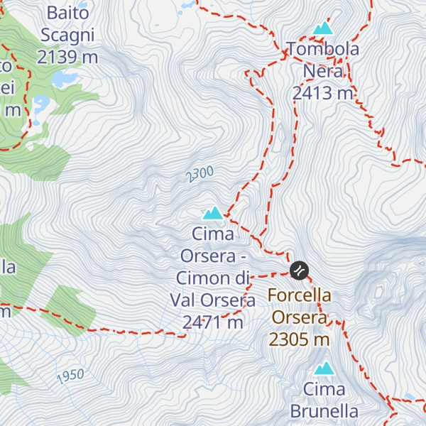 Map of Cima Orsera - Cimon di Val Orsera