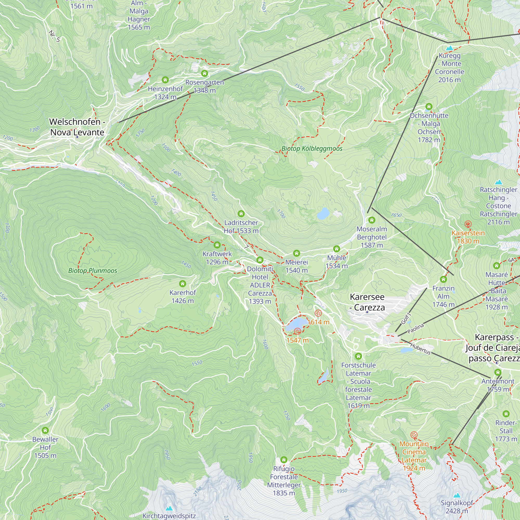 Dolomiti Hotel ADLER Carezza map