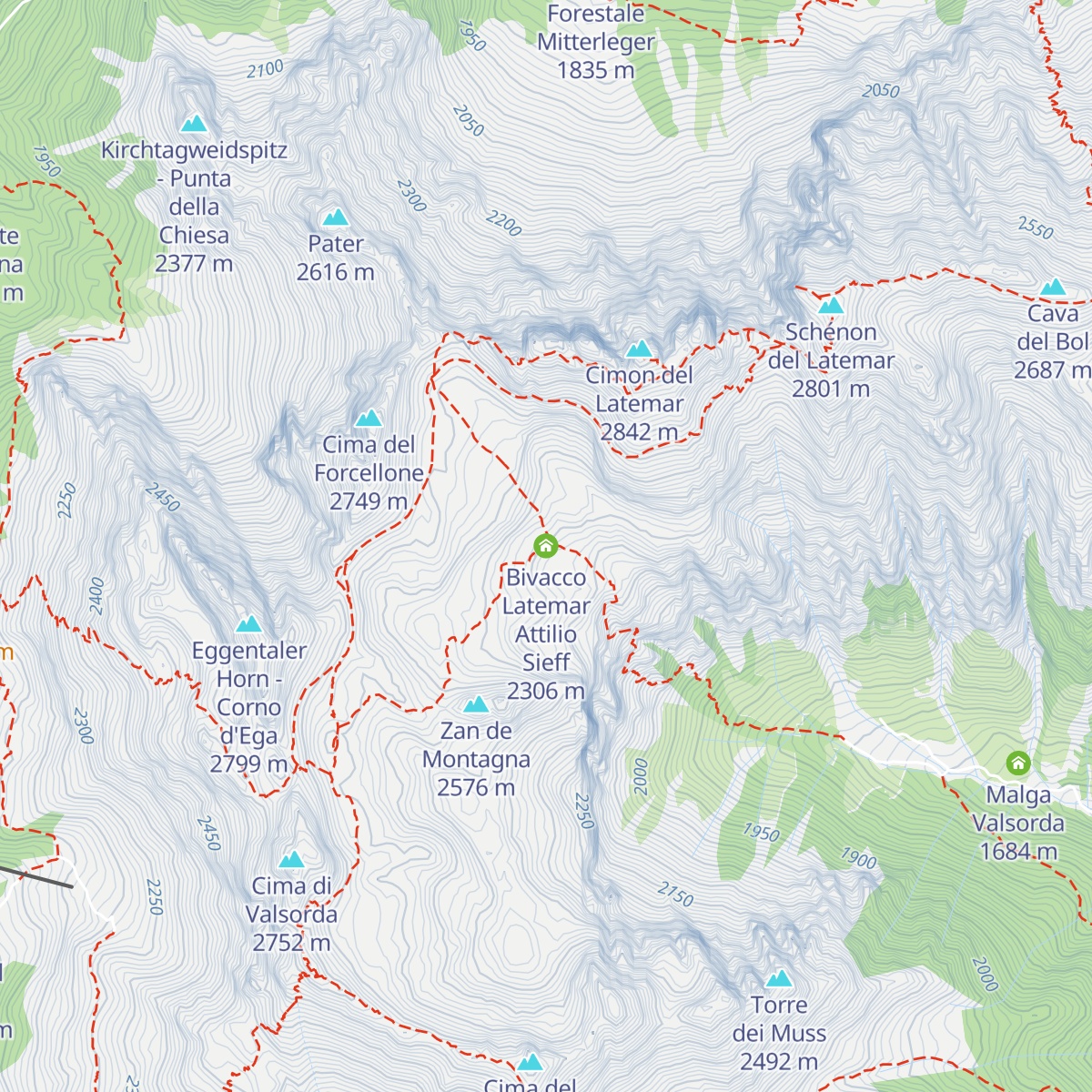 Bivacco Latemar Attilio Sieff map