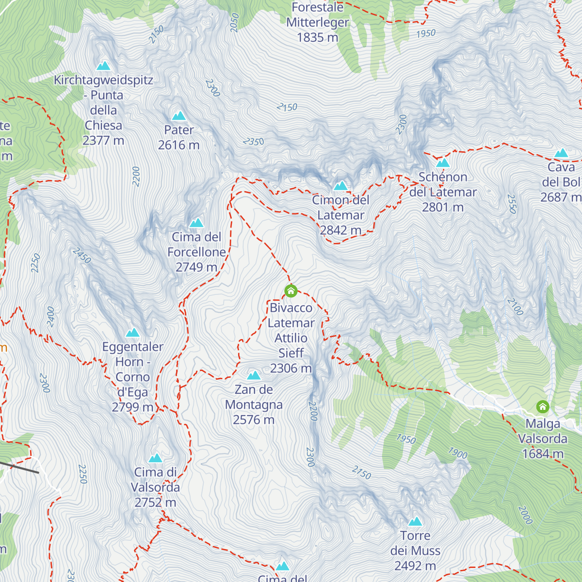 Bivacco Latemar Attilio Sieff map