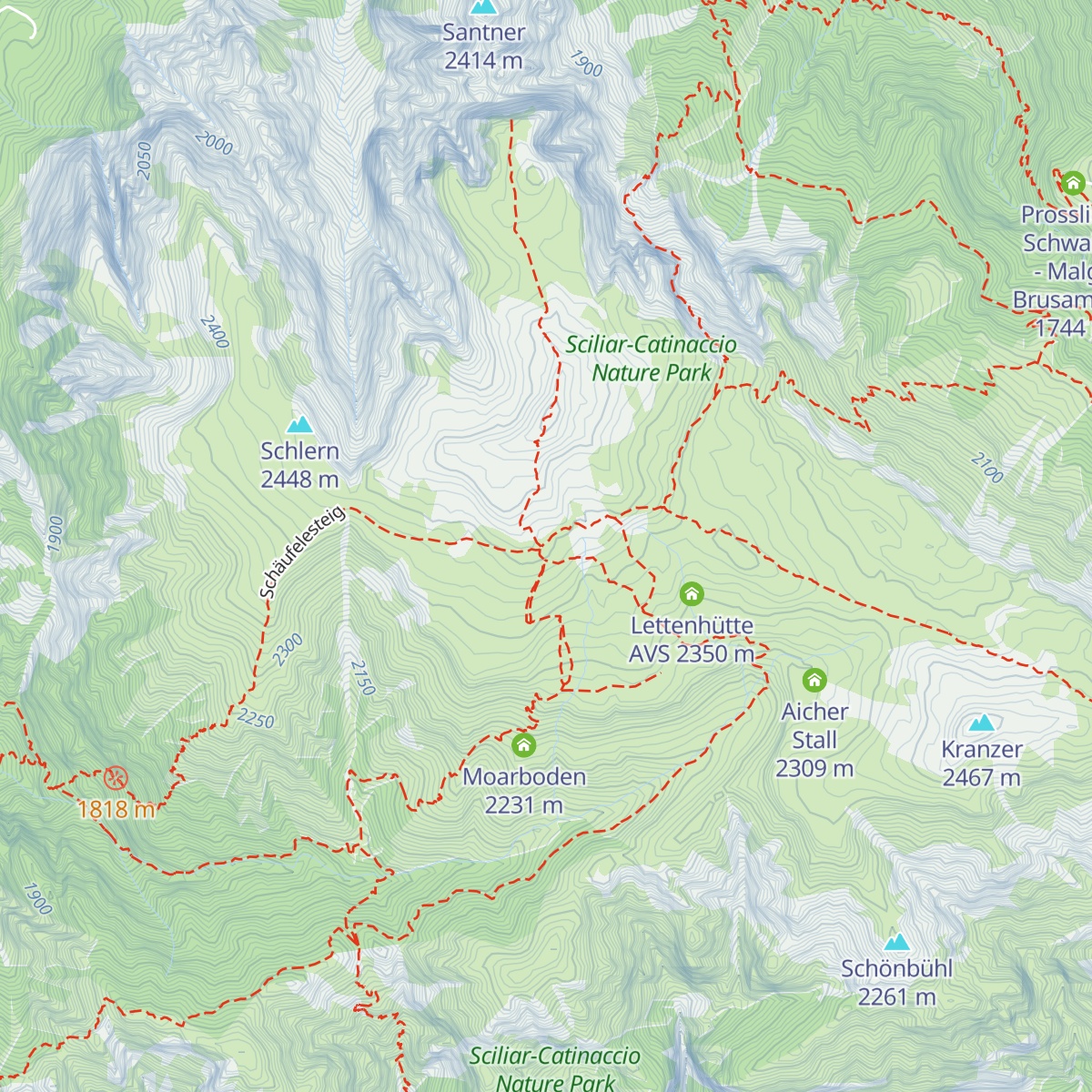 Schlernhaus - Rifugio Bolzano map