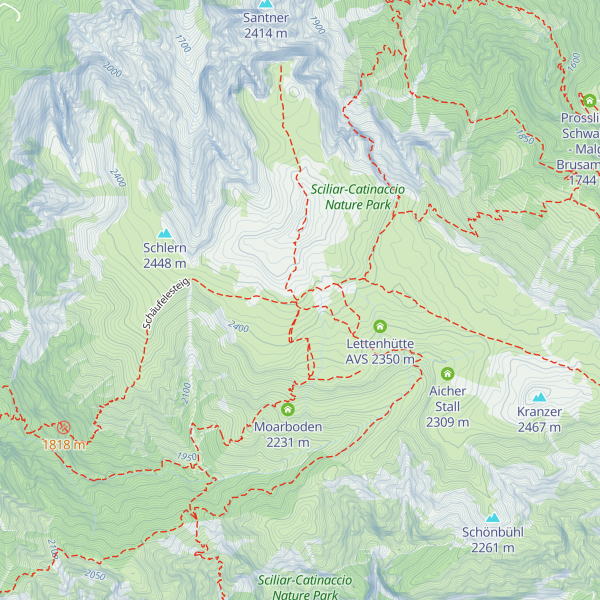 Schlernhaus - Rifugio Bolzano map