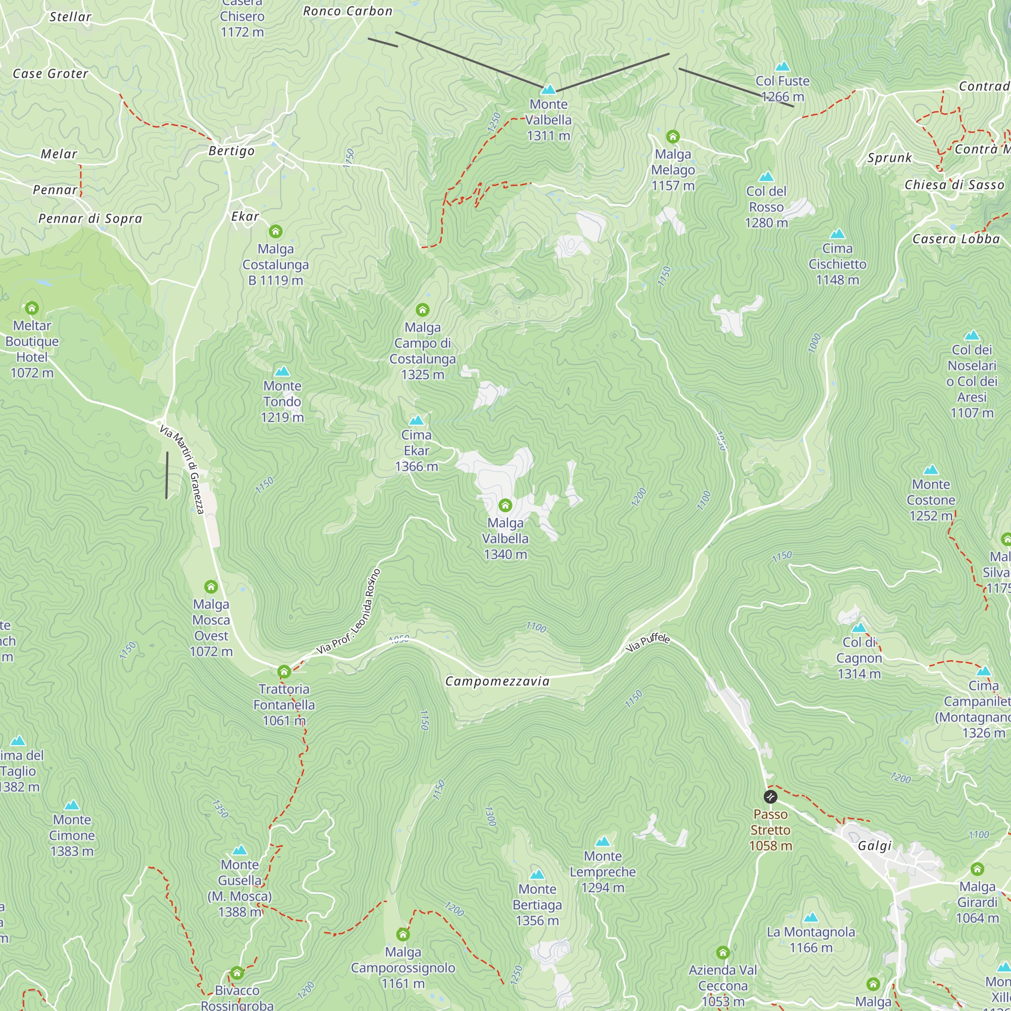 Malga Valbella map