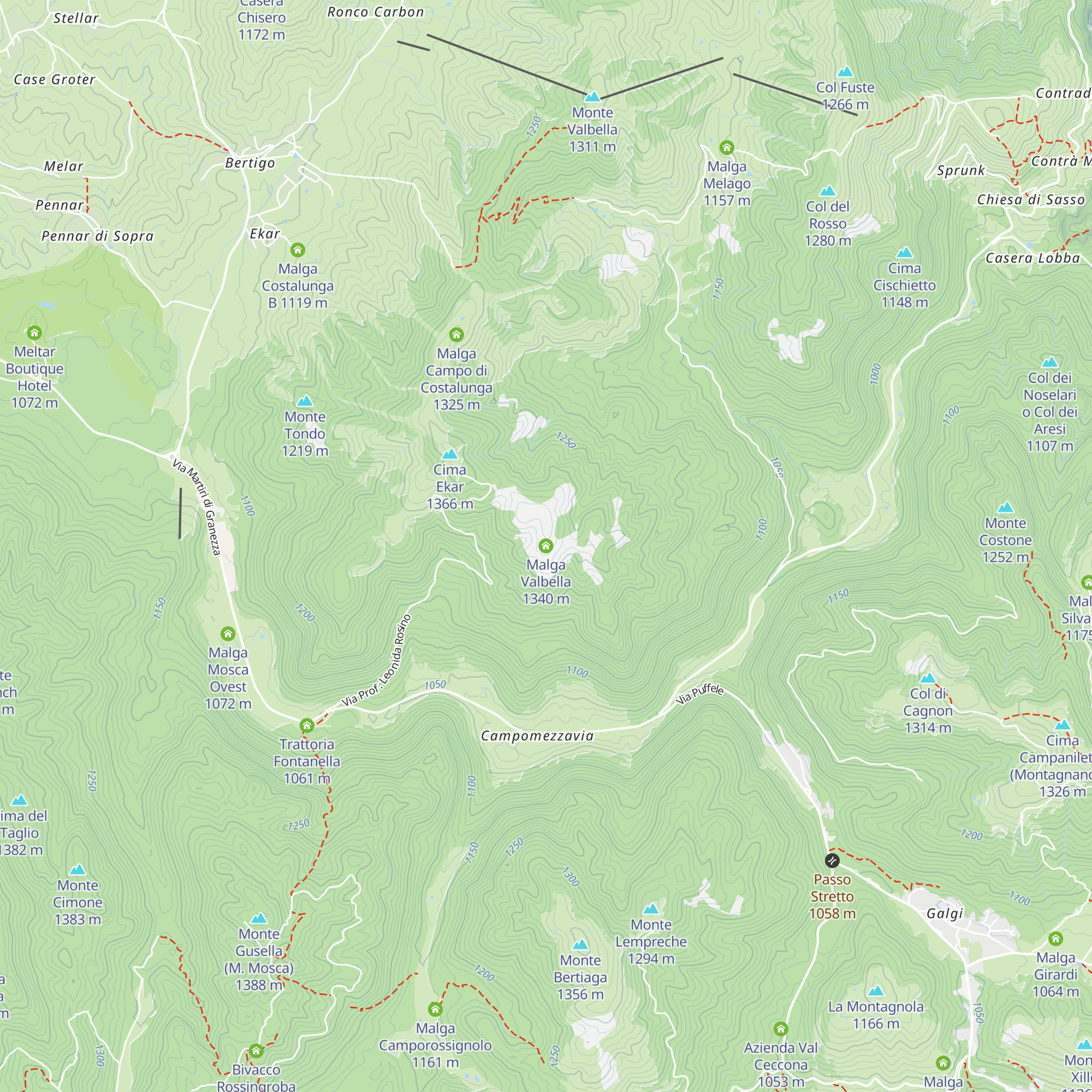 Malga Valbella map