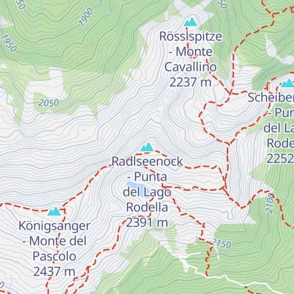Map of Radlseenock - Punta del Lago Rodella
