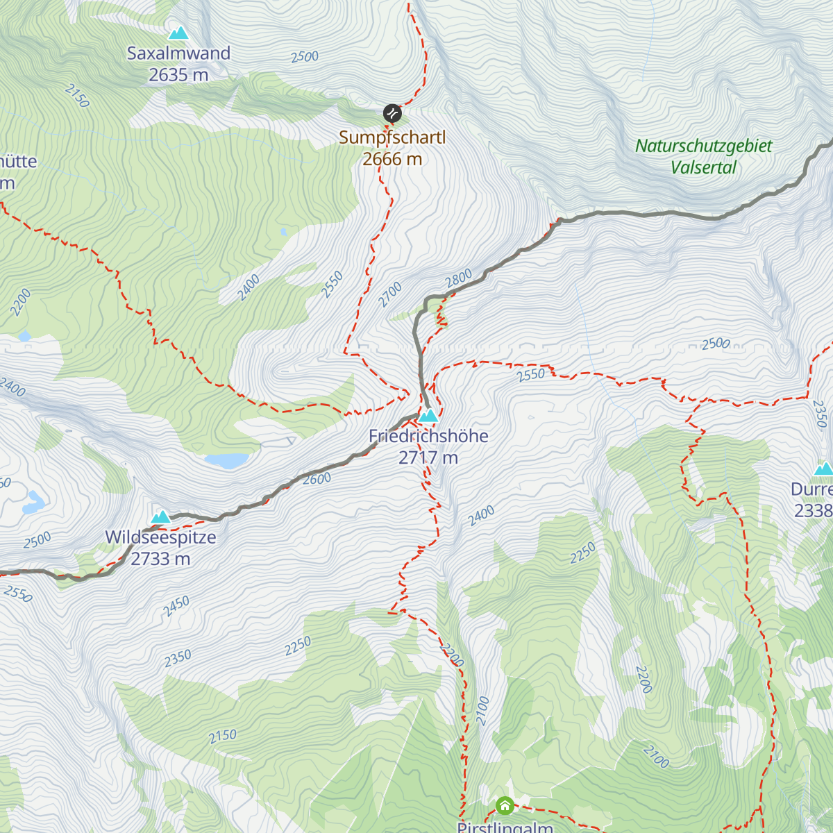 Europahütte - Rifugio Europa map