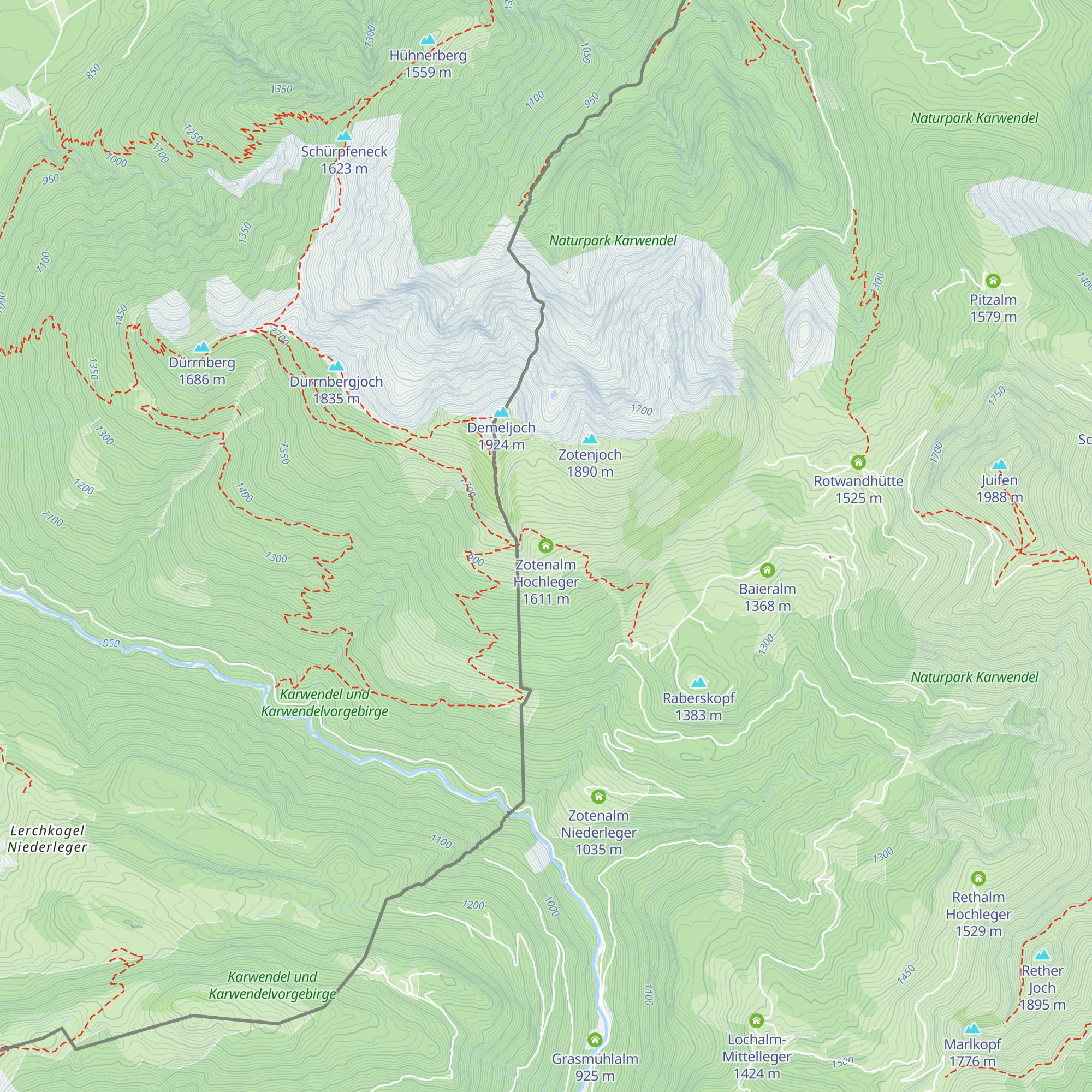 Zotenalm Hochleger map