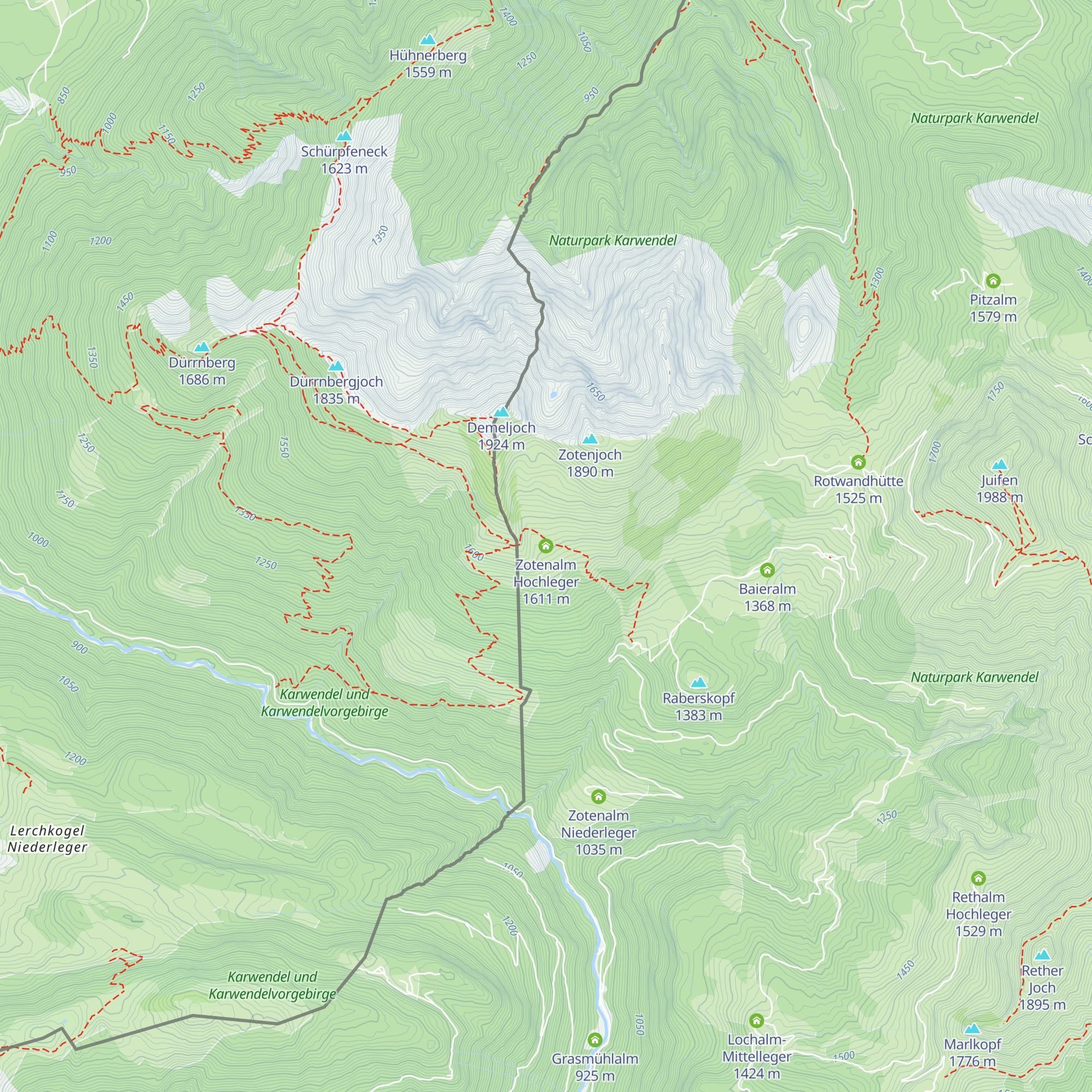 Zotenalm Hochleger map