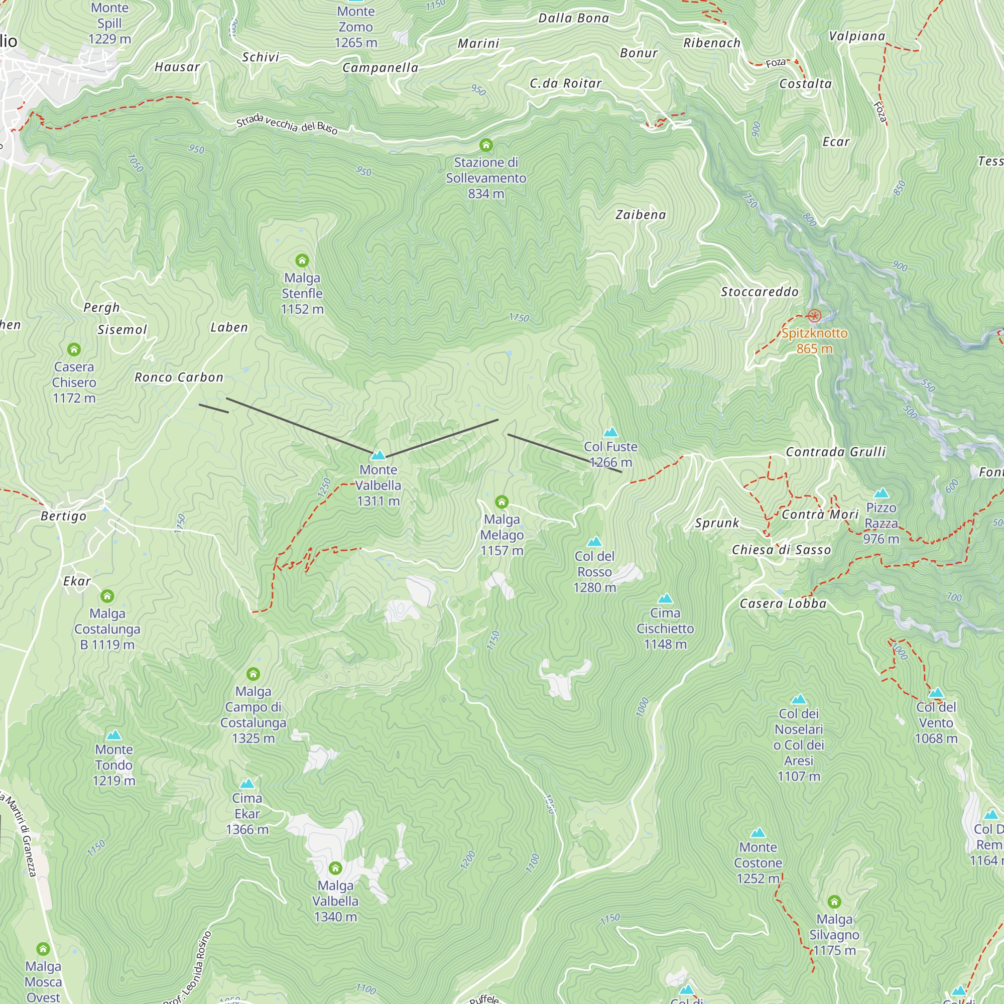 Malga Melago map