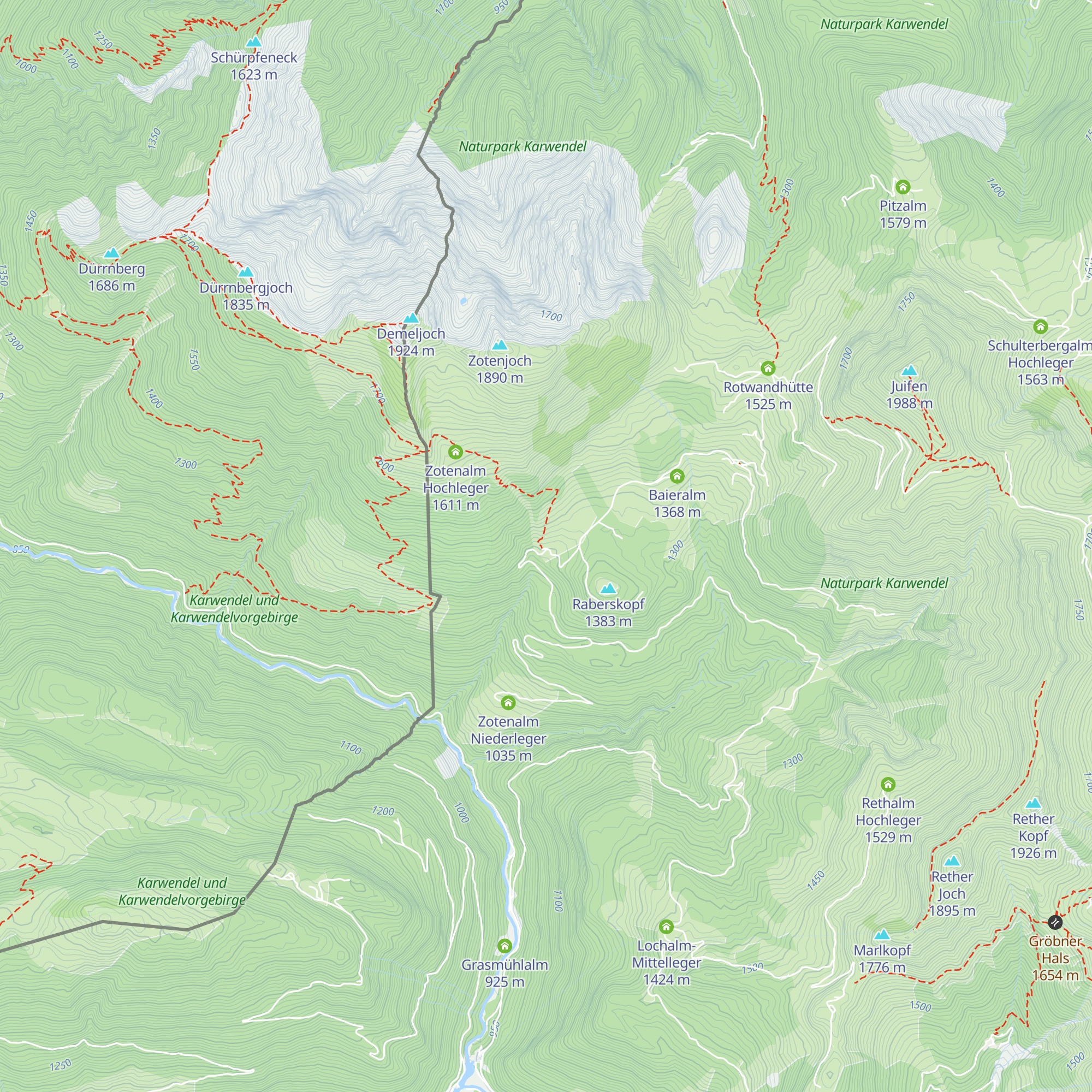 Zotenalm Mittelleger map