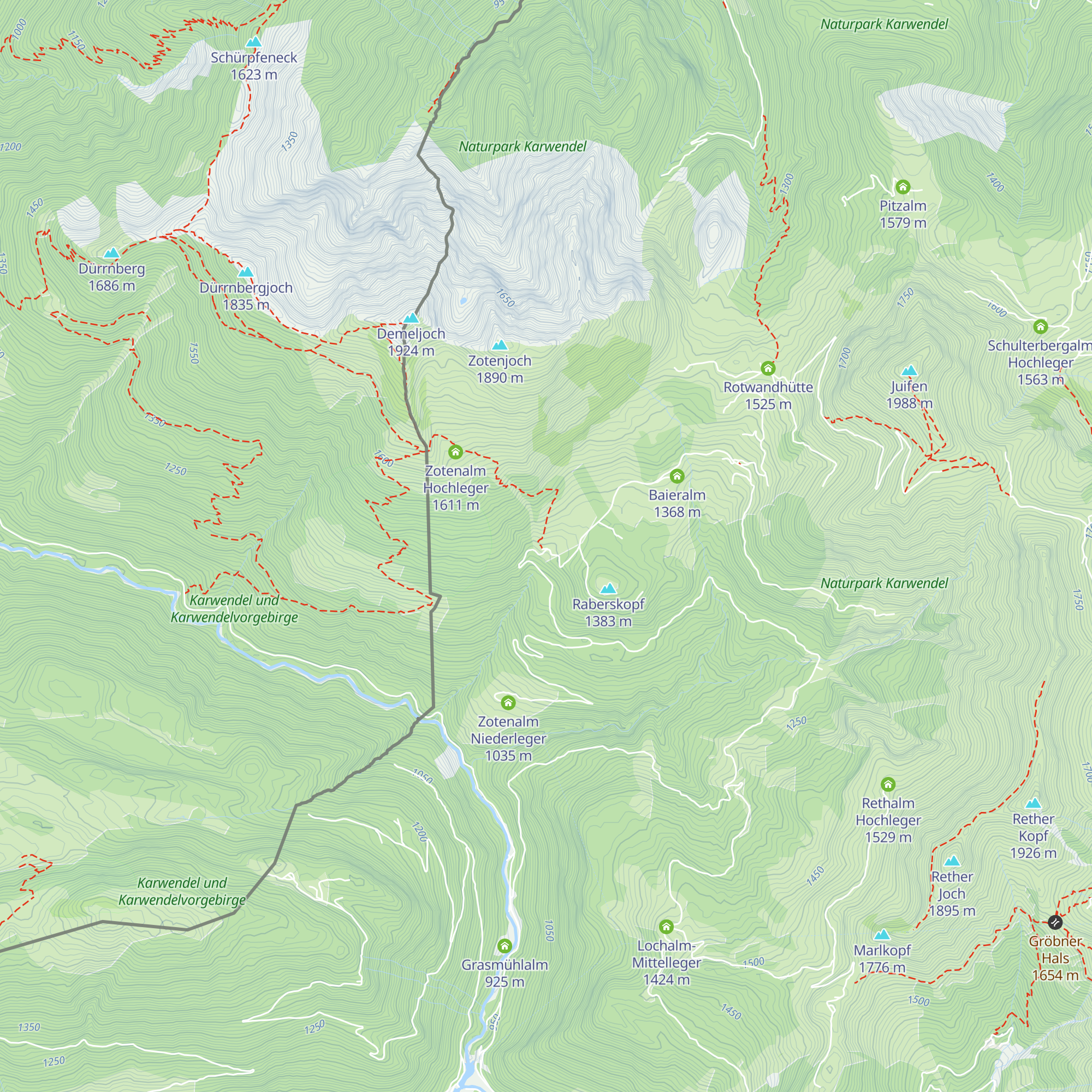 Zotenalm Mittelleger map