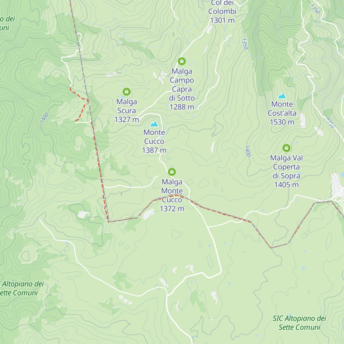 Malga Monte Cucco map