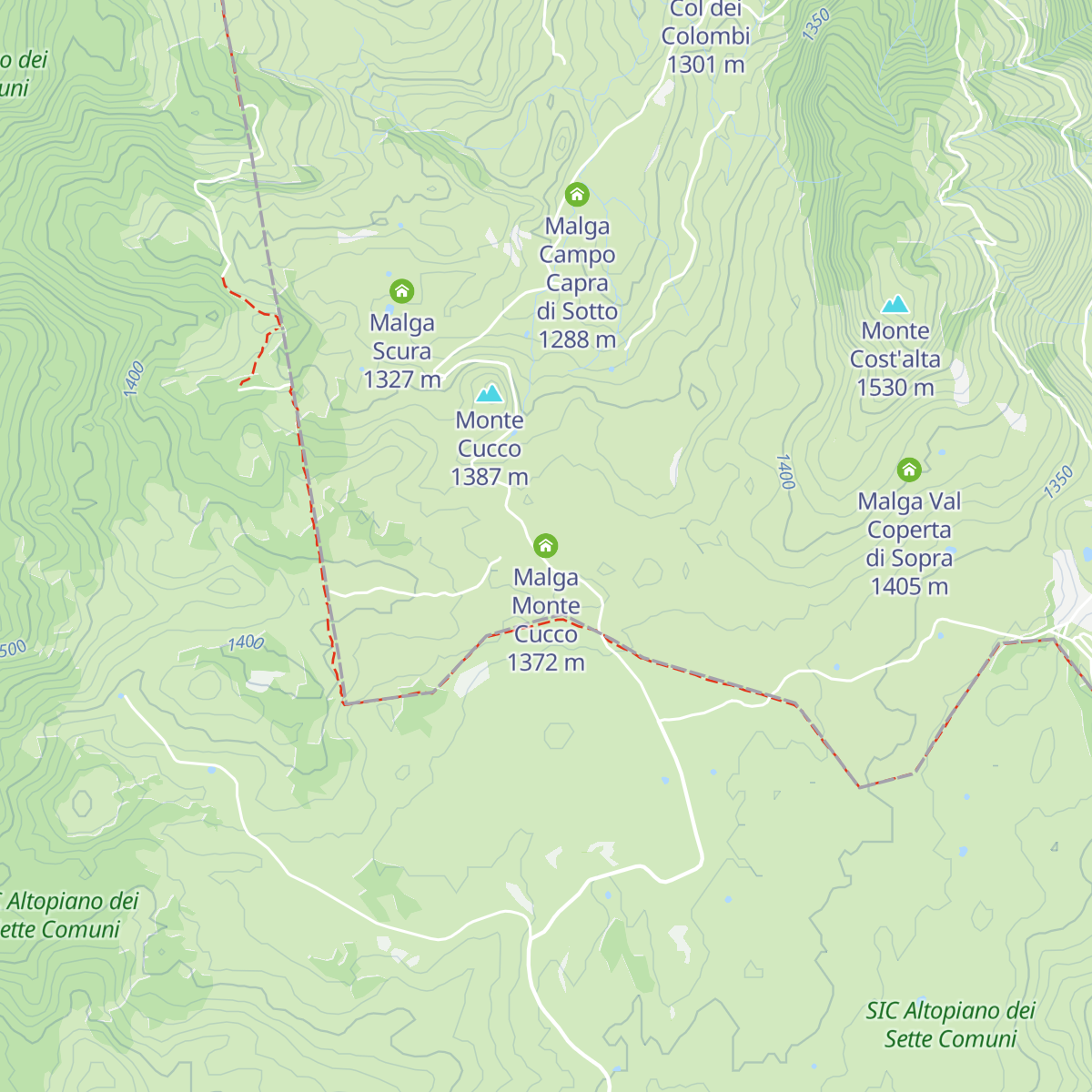 Malga Monte Cucco map