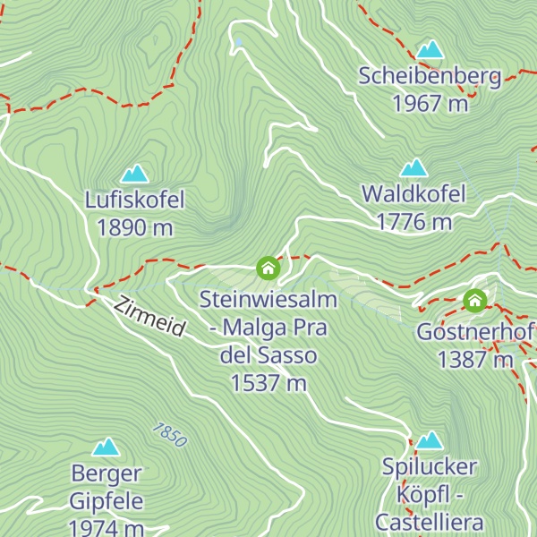 Map of Steinwiesalm - Malga Pra del Sasso