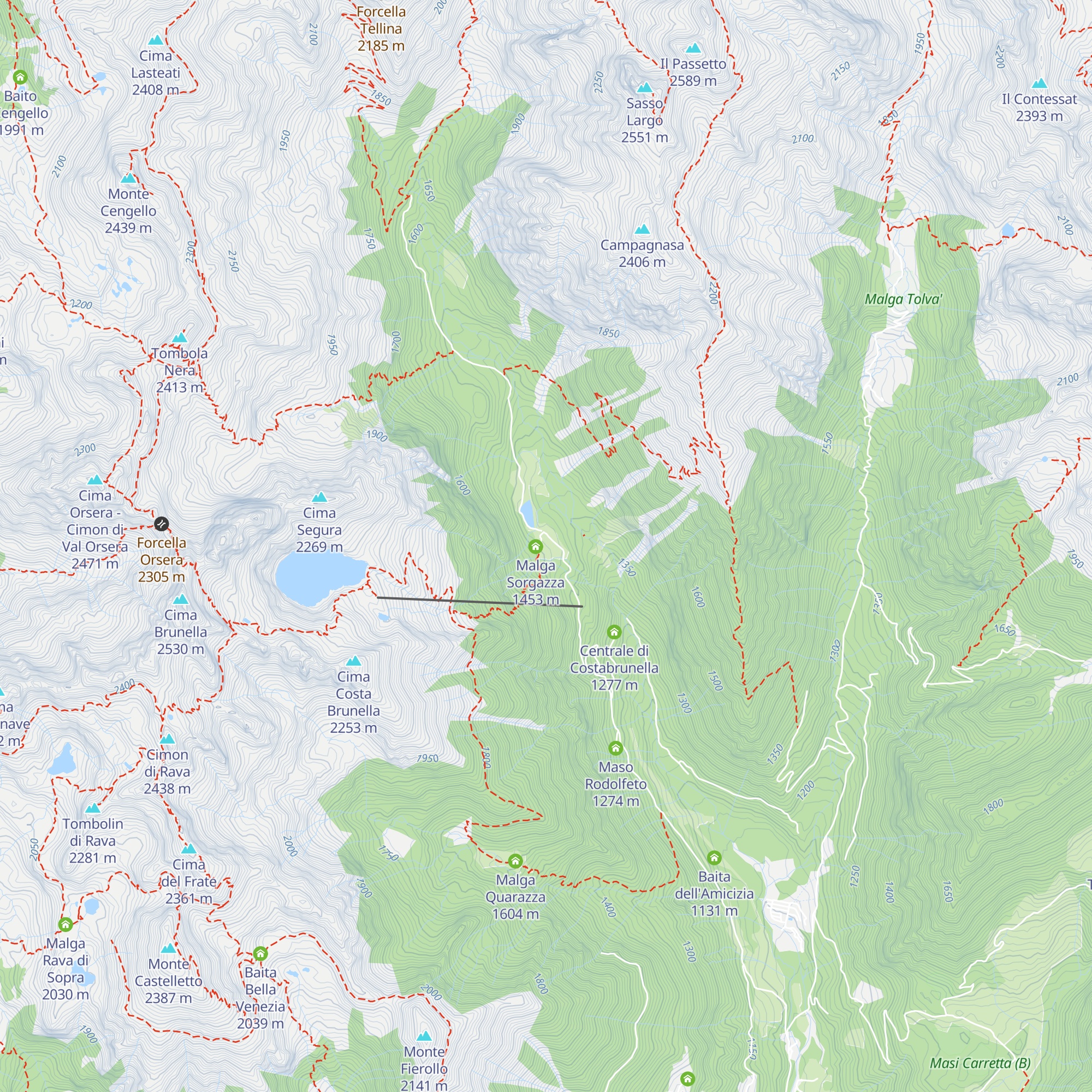 Rifugio Malga Sorgazza map