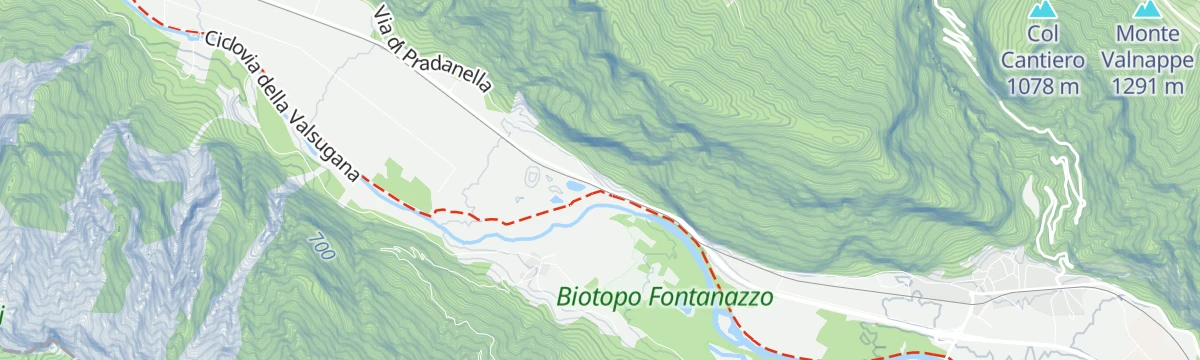 Map of the start of Laghetto Giovanetti PS