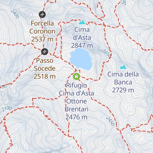 Map of Rifugio Cima d'Asta Ottone Brentari