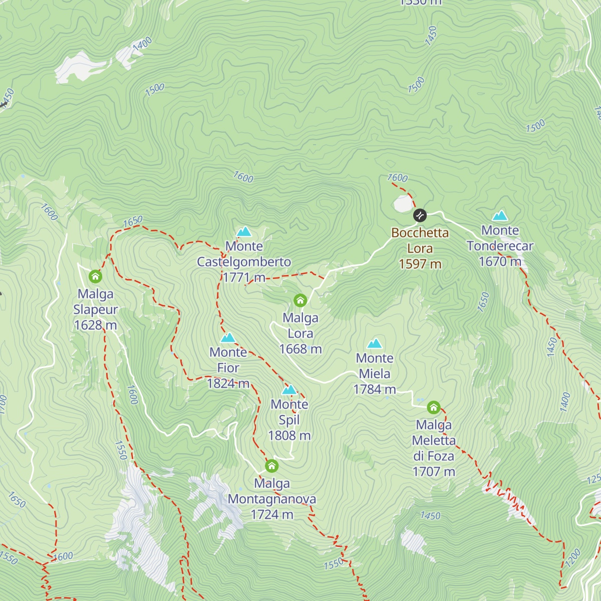 Malga Lora map