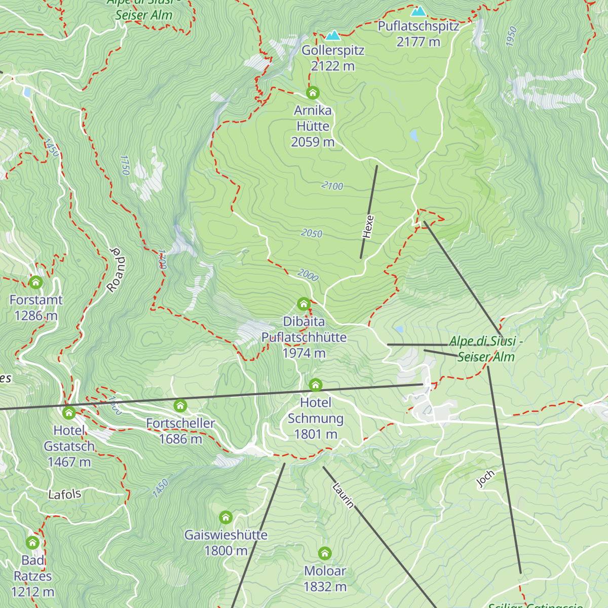 Dibaita Puflatschhütte map