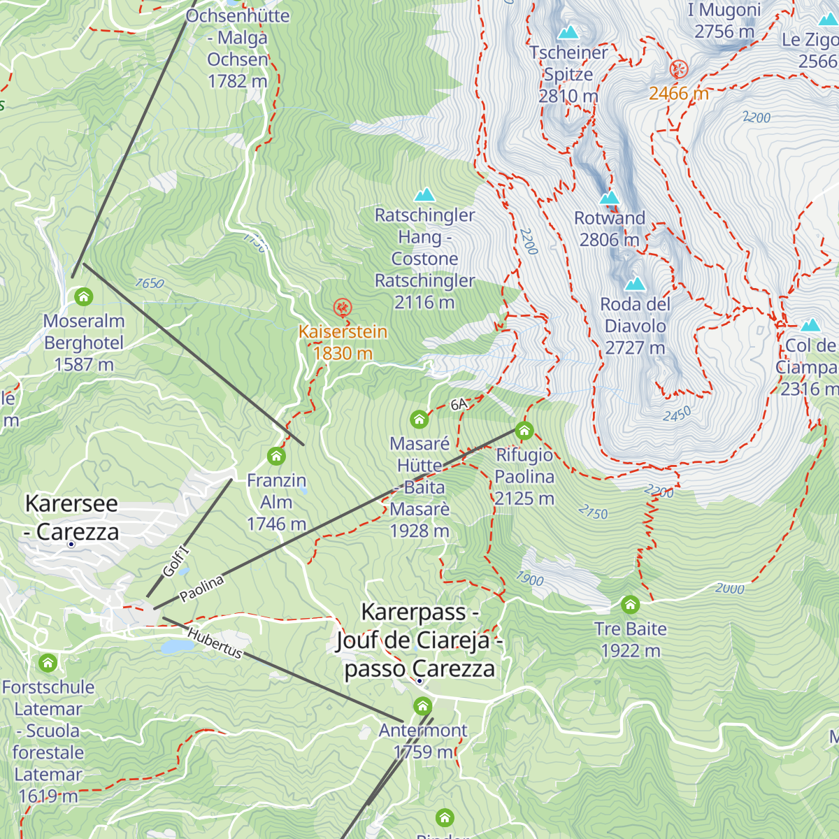 Masaré Hütte - Baita Masarè map