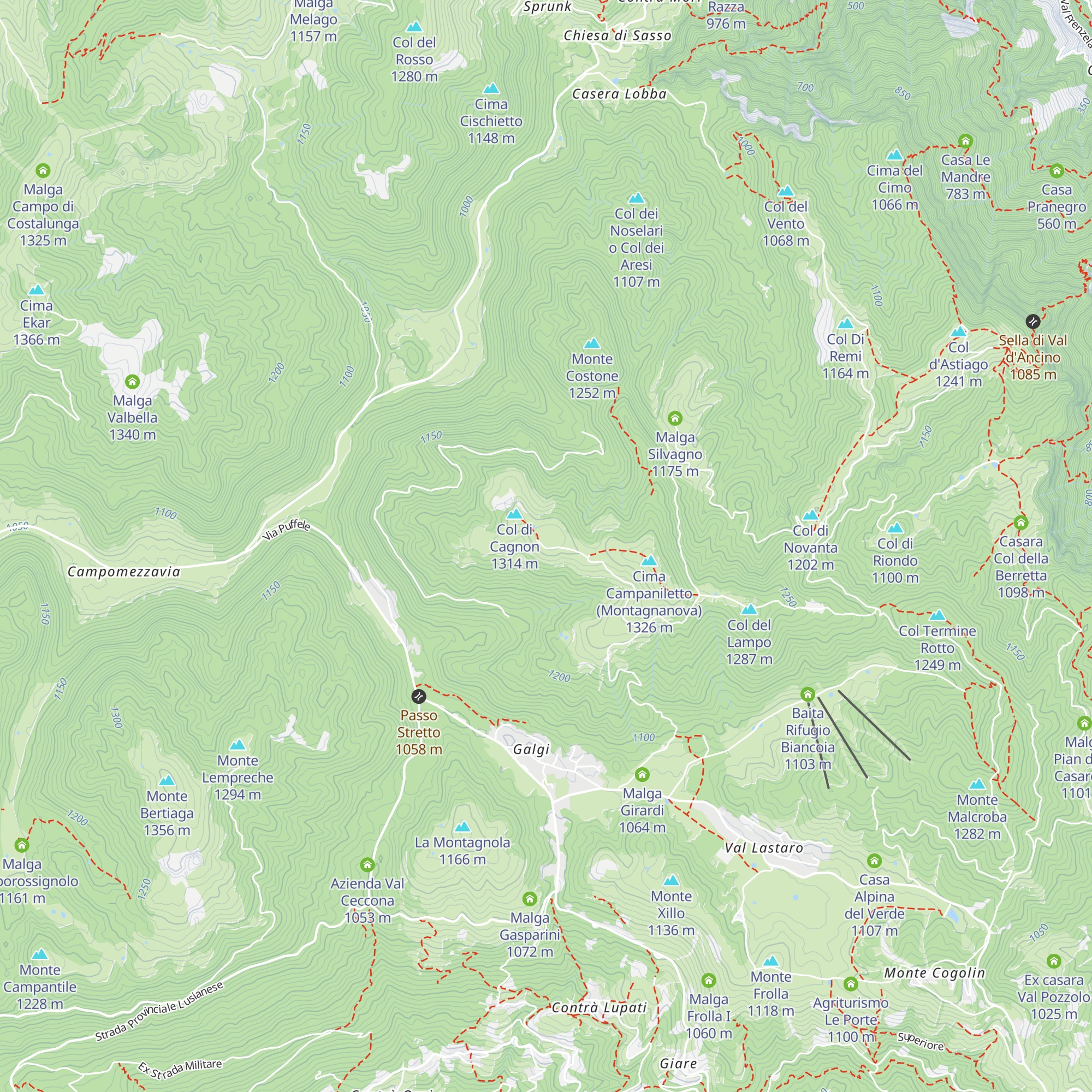 Malga Montagnanova di Dietro map