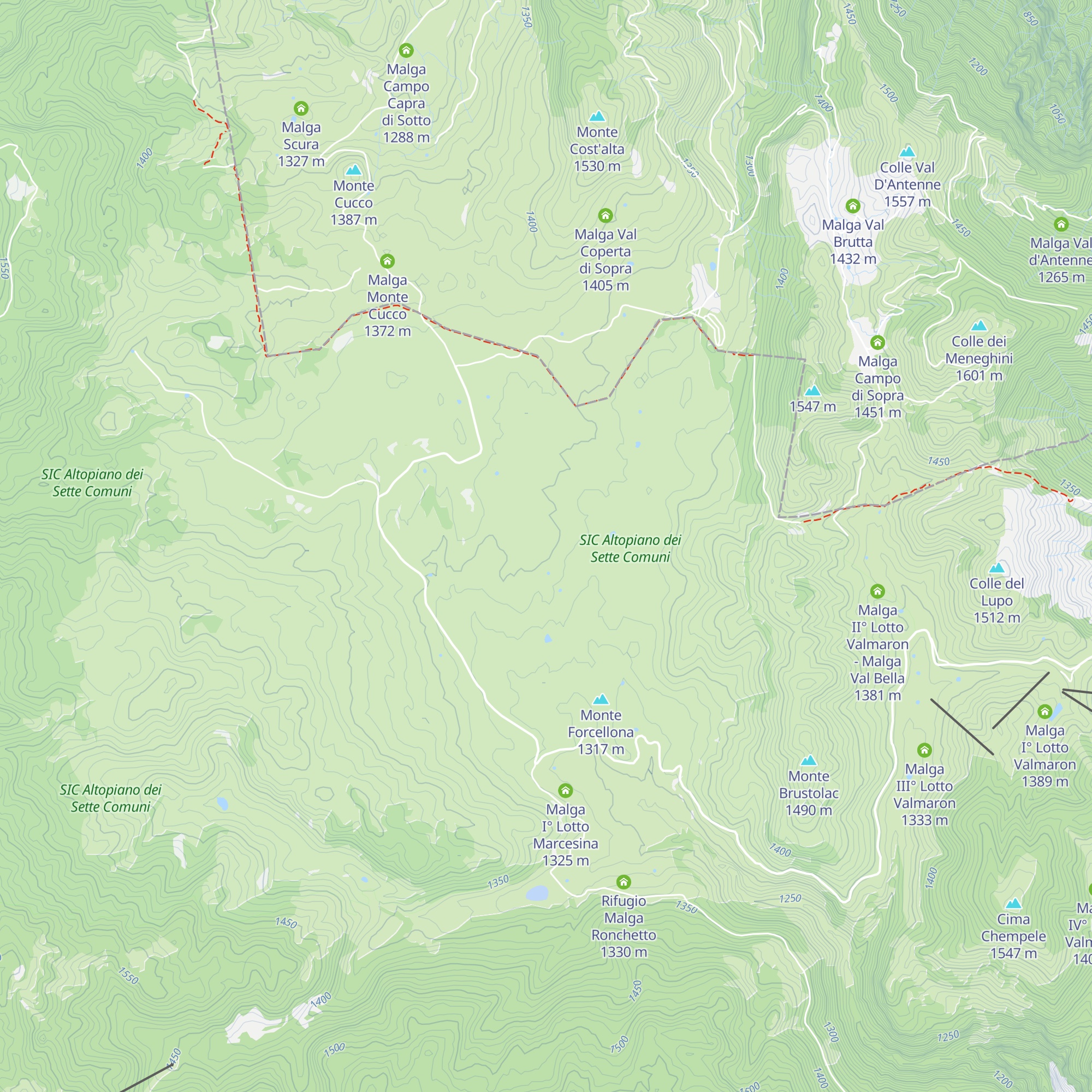 Malga IV ° Lotto Marcesina - Marcesina  di Sotto map