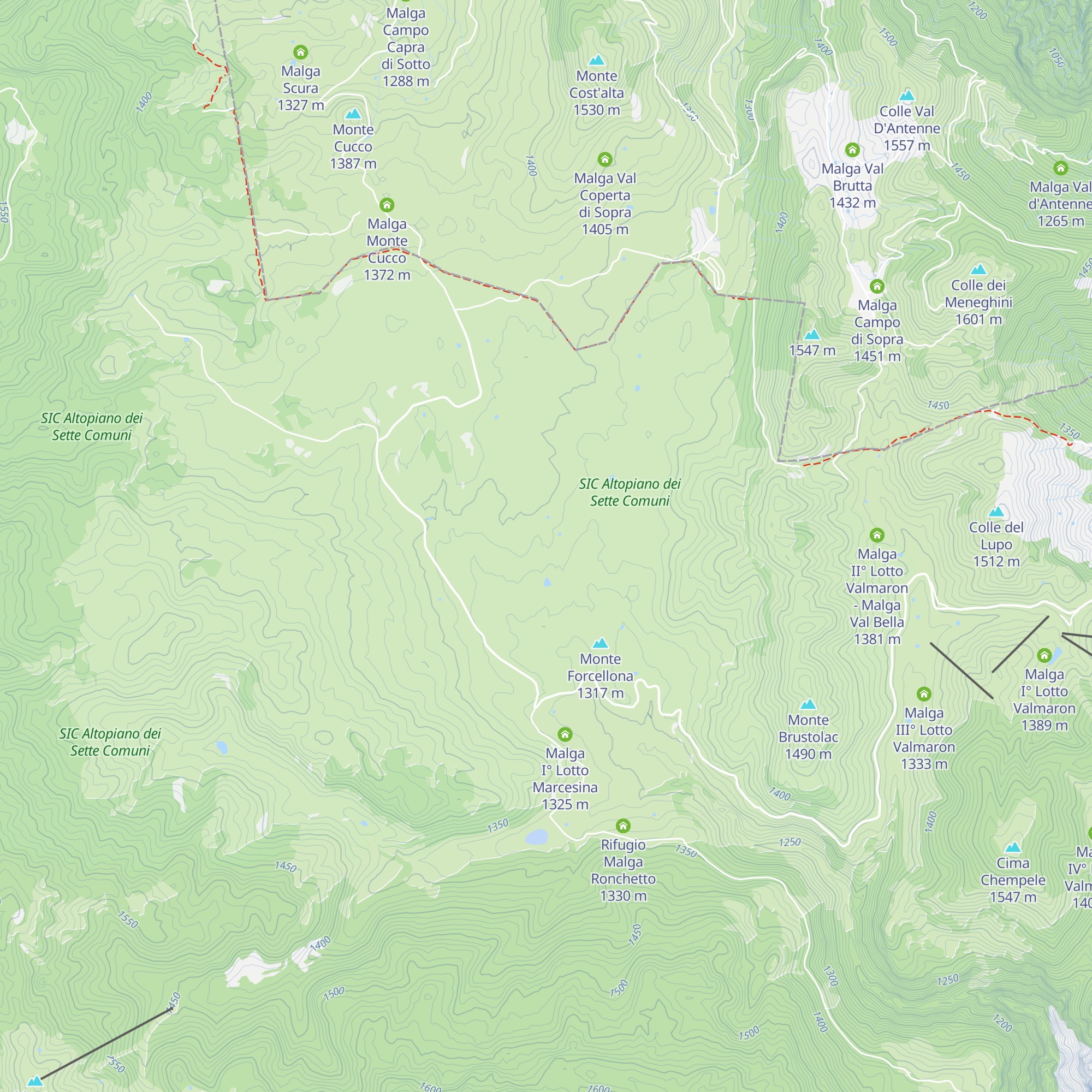 Malga III° Lotto Marcesina map