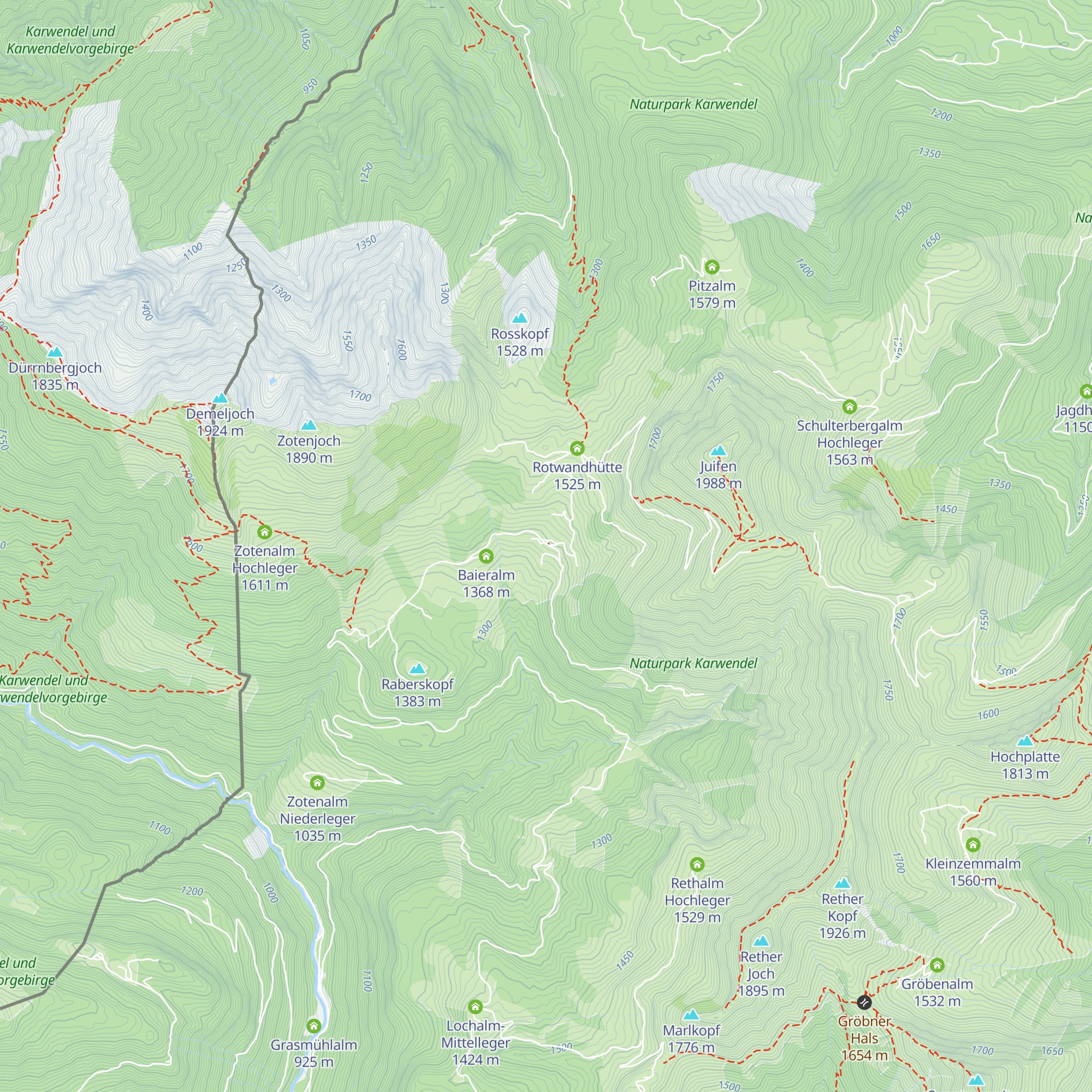 Rotwandalm Niederleger map