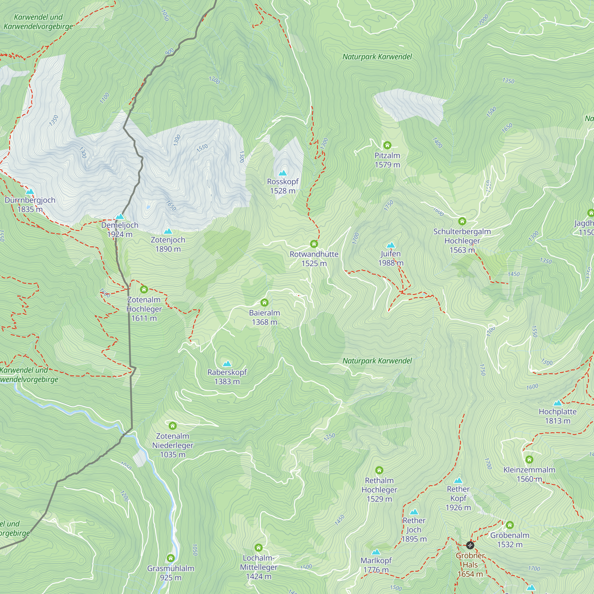 Rotwandalm Niederleger map