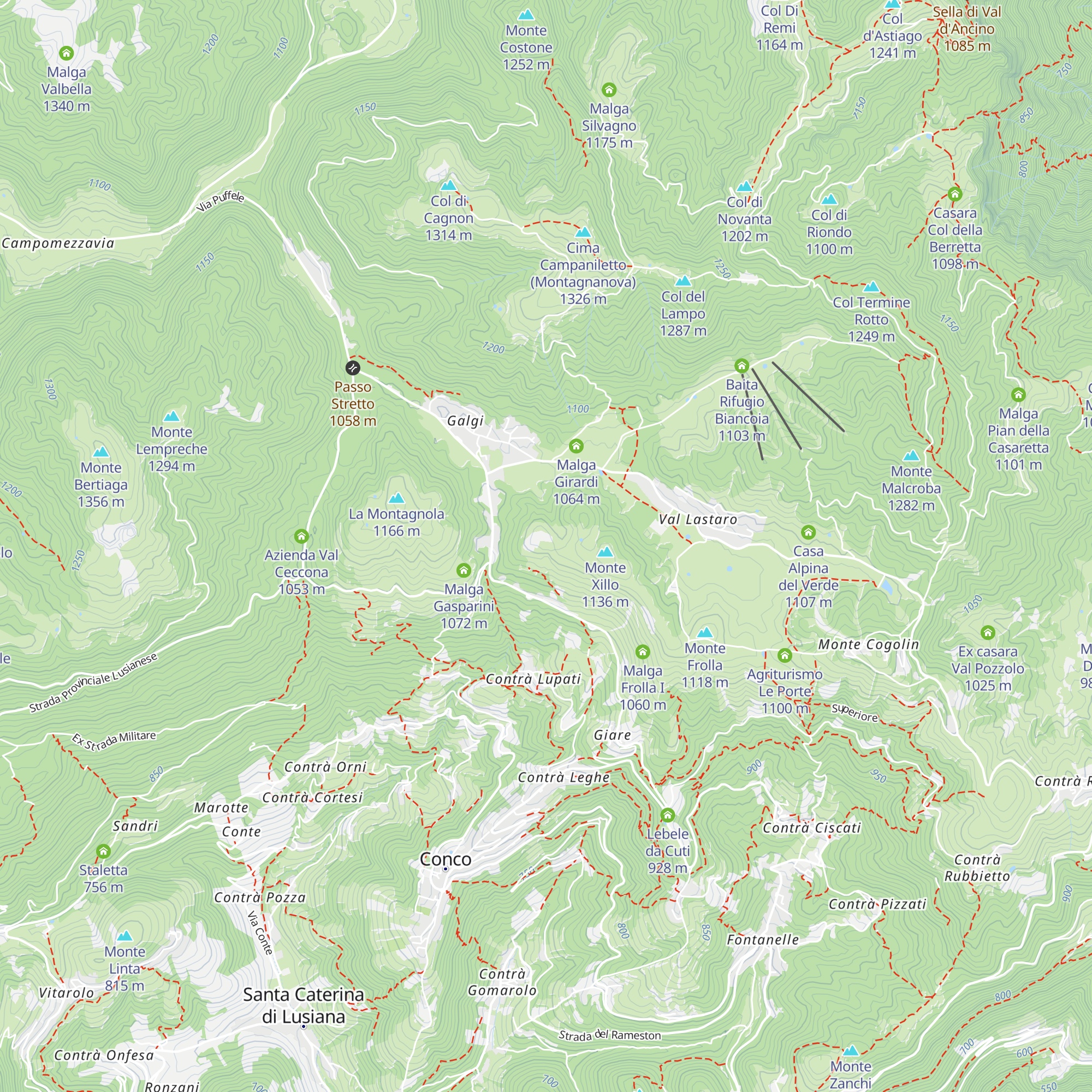 Malga Monte Xillo map