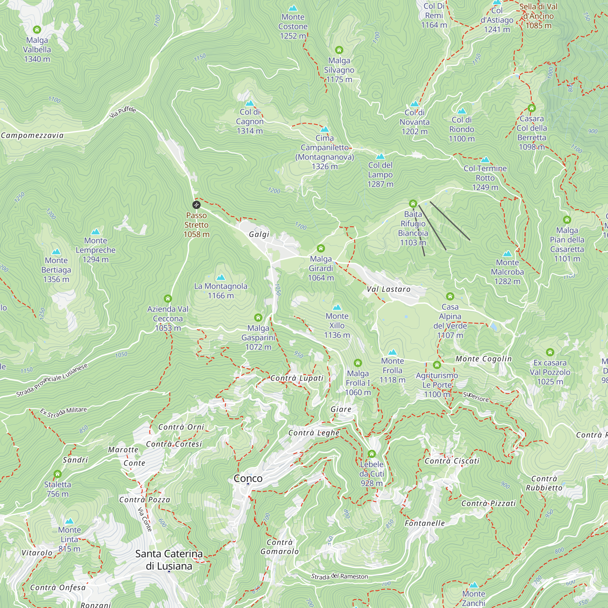 Malga Monte Xillo map