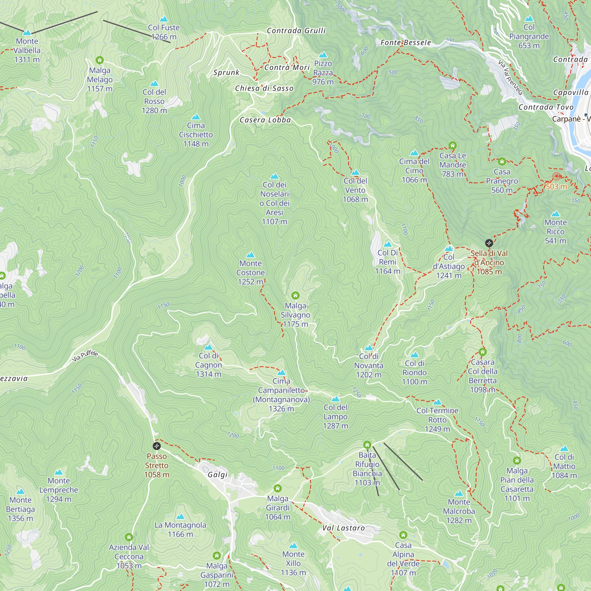 Malga Silvagno map
