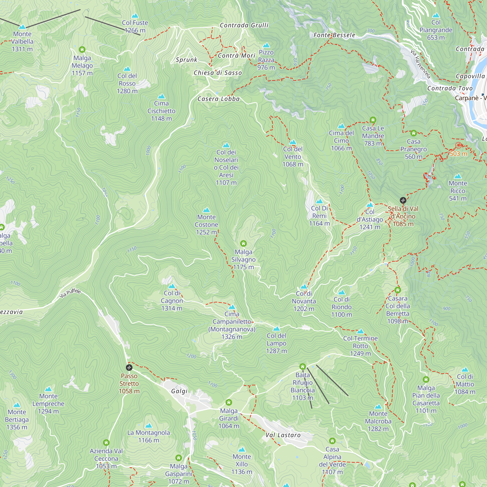 Malga Silvagno map