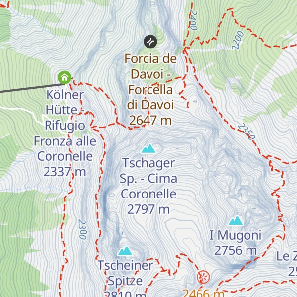 Map of Tschager Sp. - Cima Coronelle