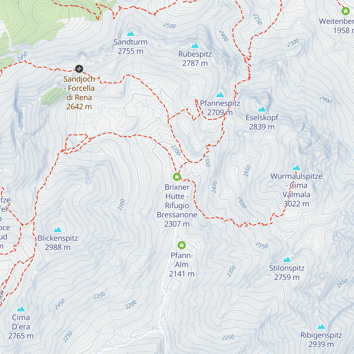 Brixner Hütte - Rifugio Bressanone map