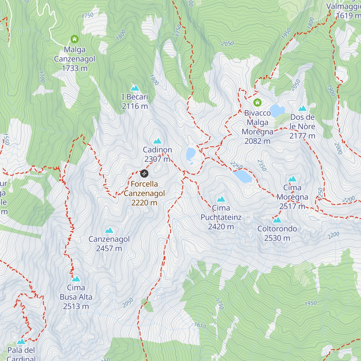 Bivacco Forcella Coldosè map